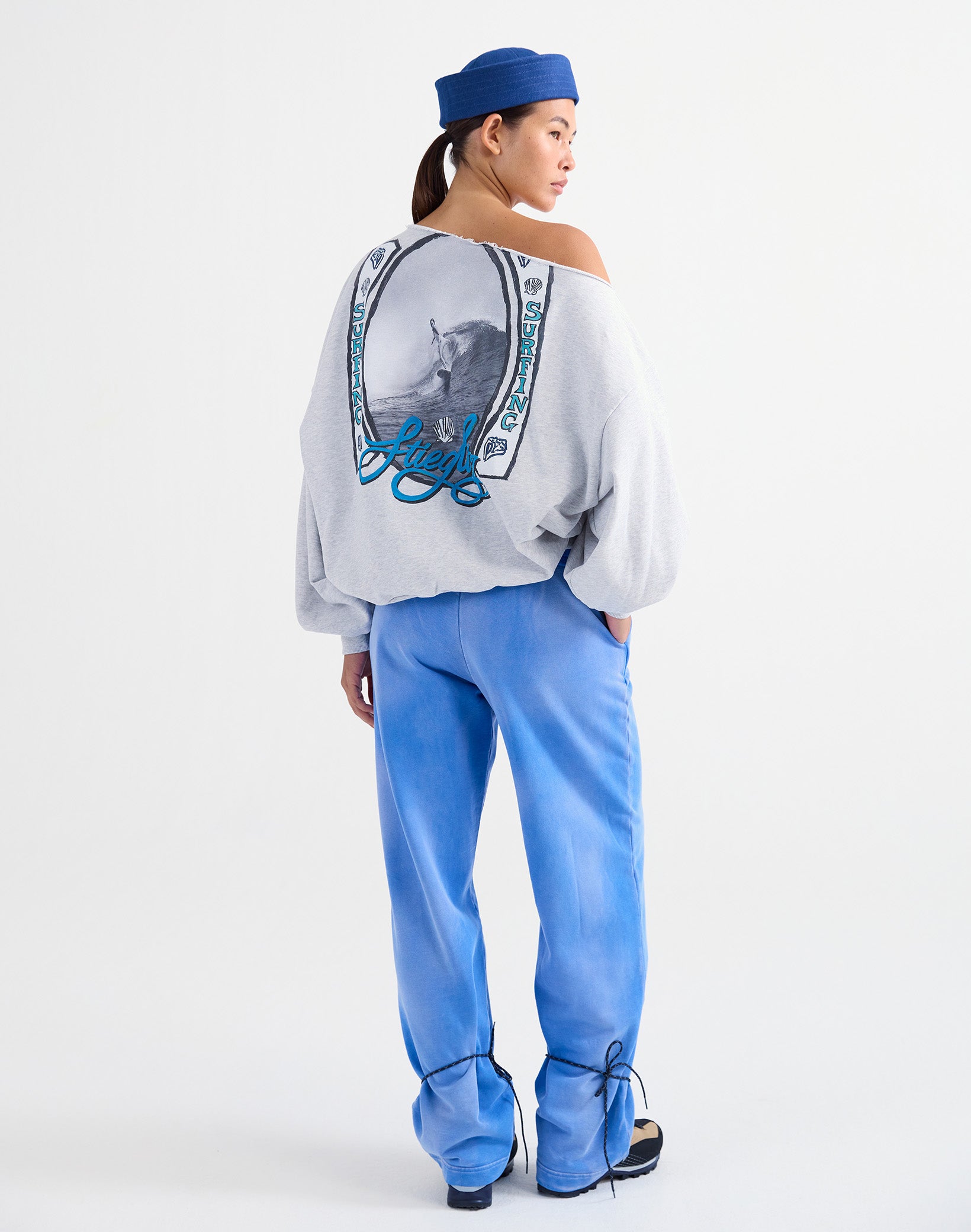 Winny off-shoulder oversized sweater - Melange grey