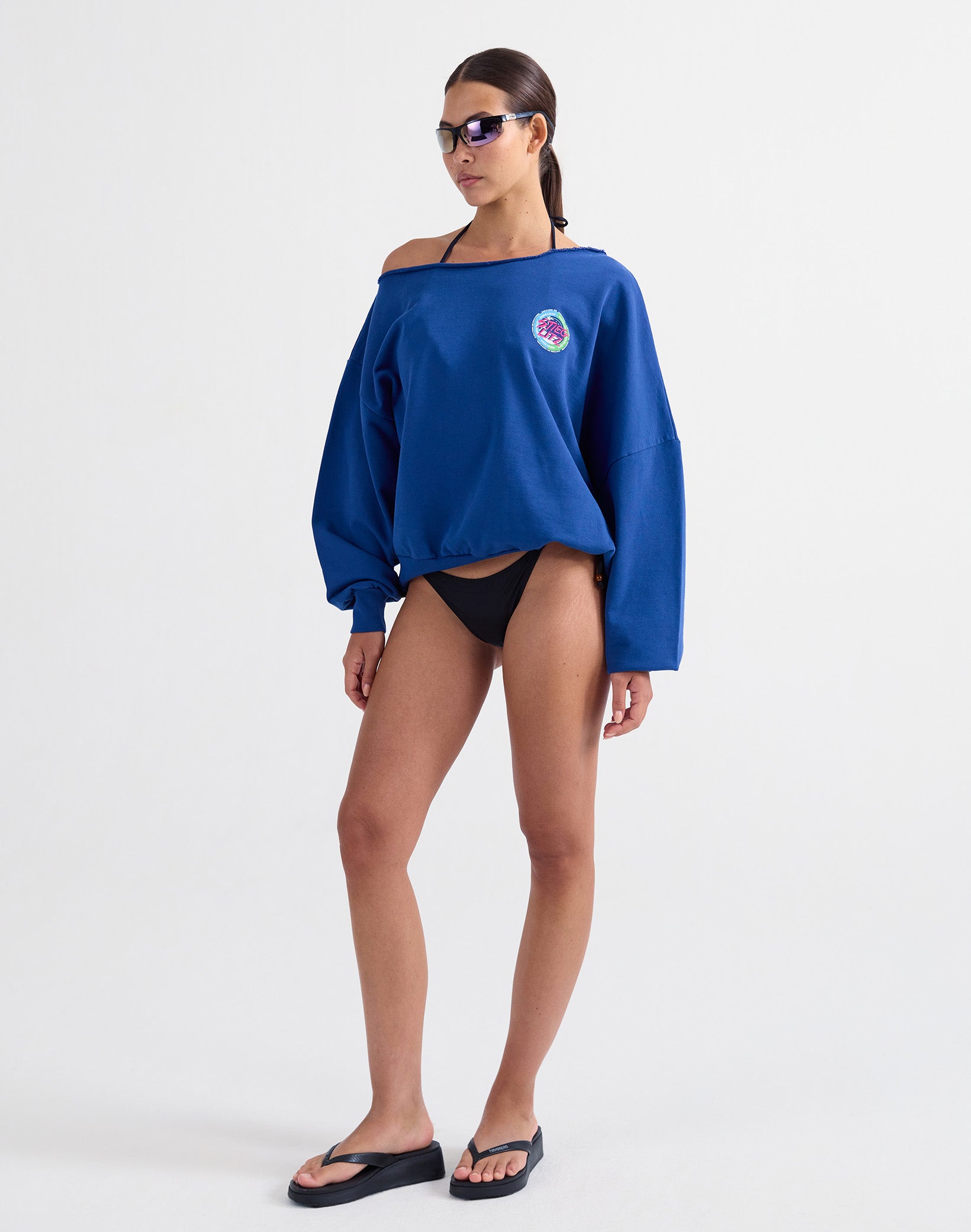 Maik off-shoulder sweater - Blue