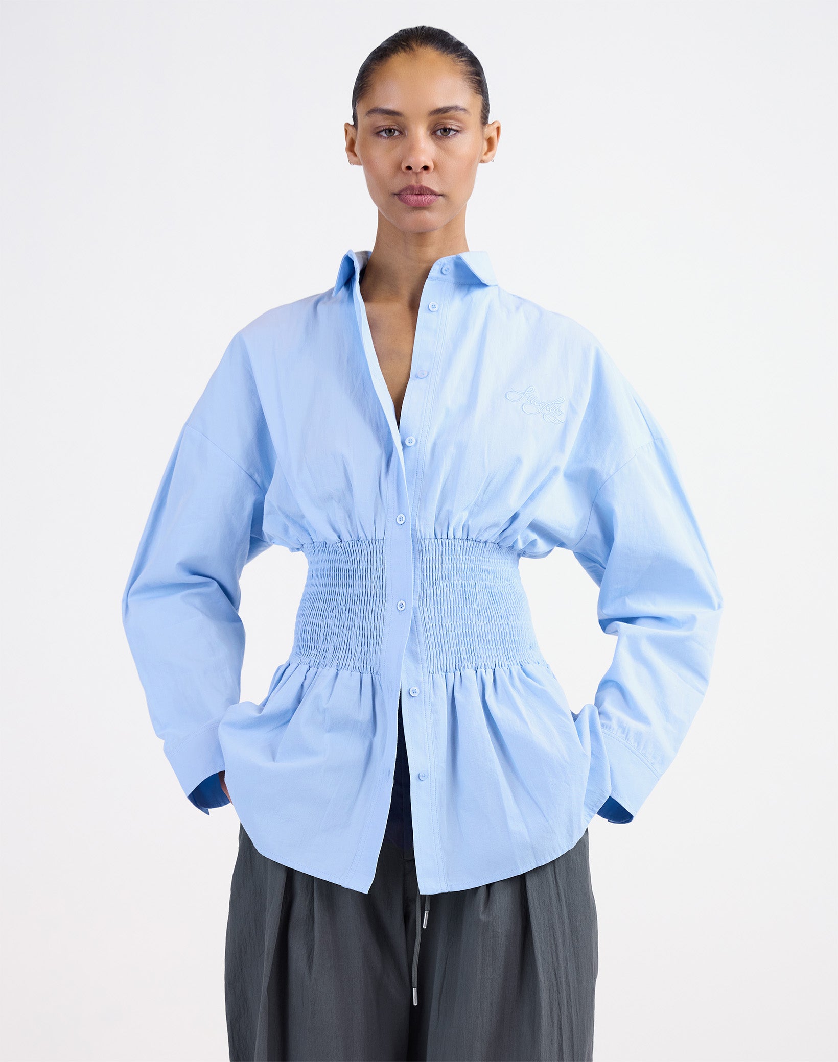 Amanda Smock Blouse - Blue
