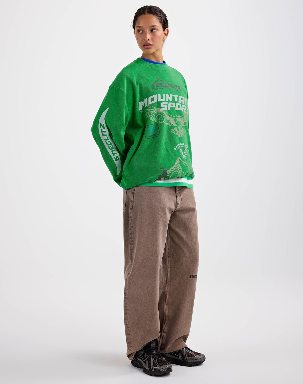 Romano terry wide skate longsleeve - Green
