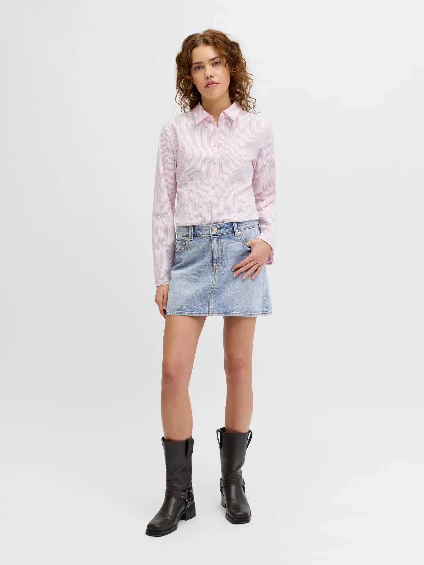 JXLAURA MW SKIRT - LIGHT BLUE DENIM