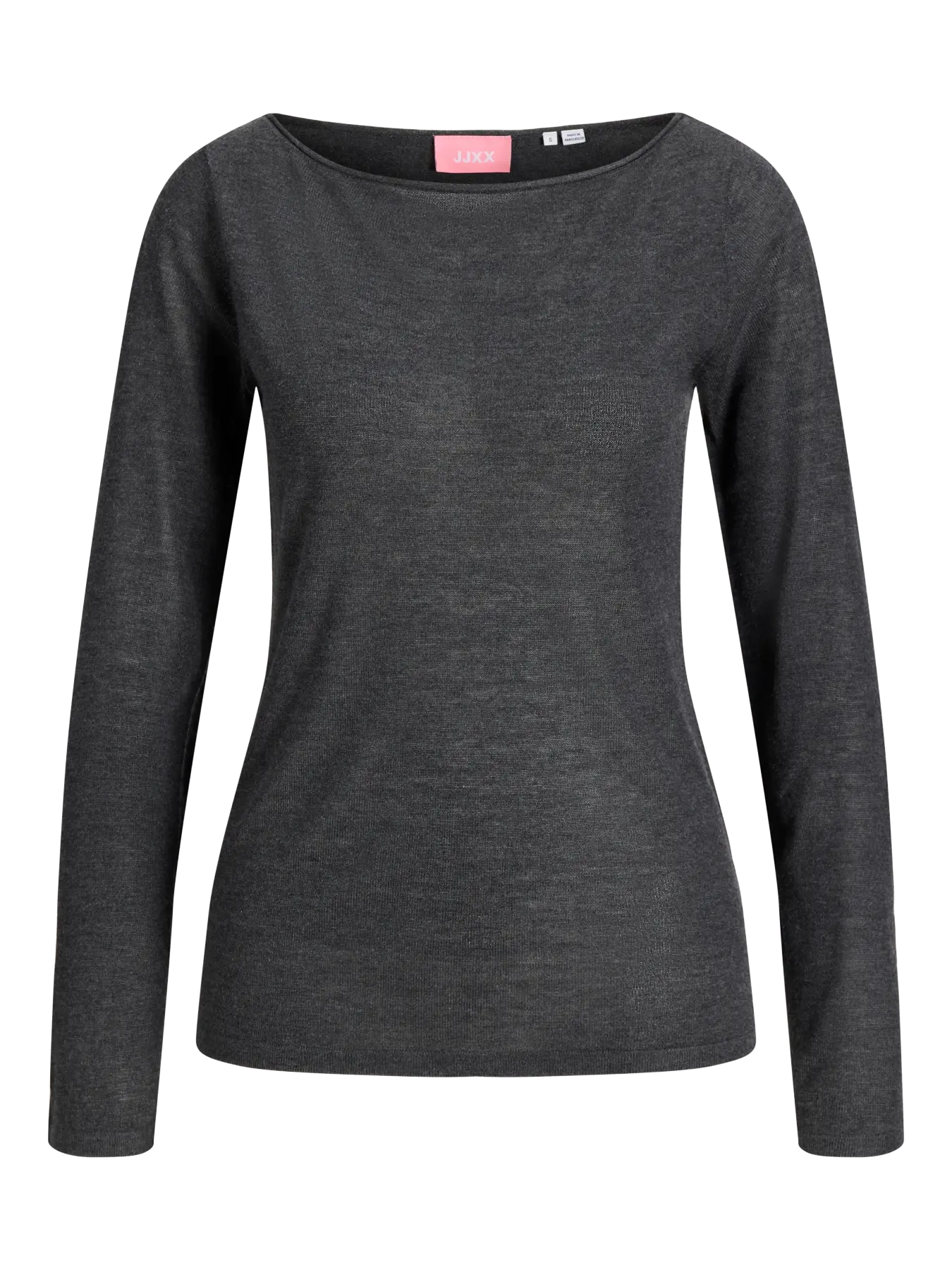 JXALBERTE BOAT NECK KNIT - DARK GREY MELANGE