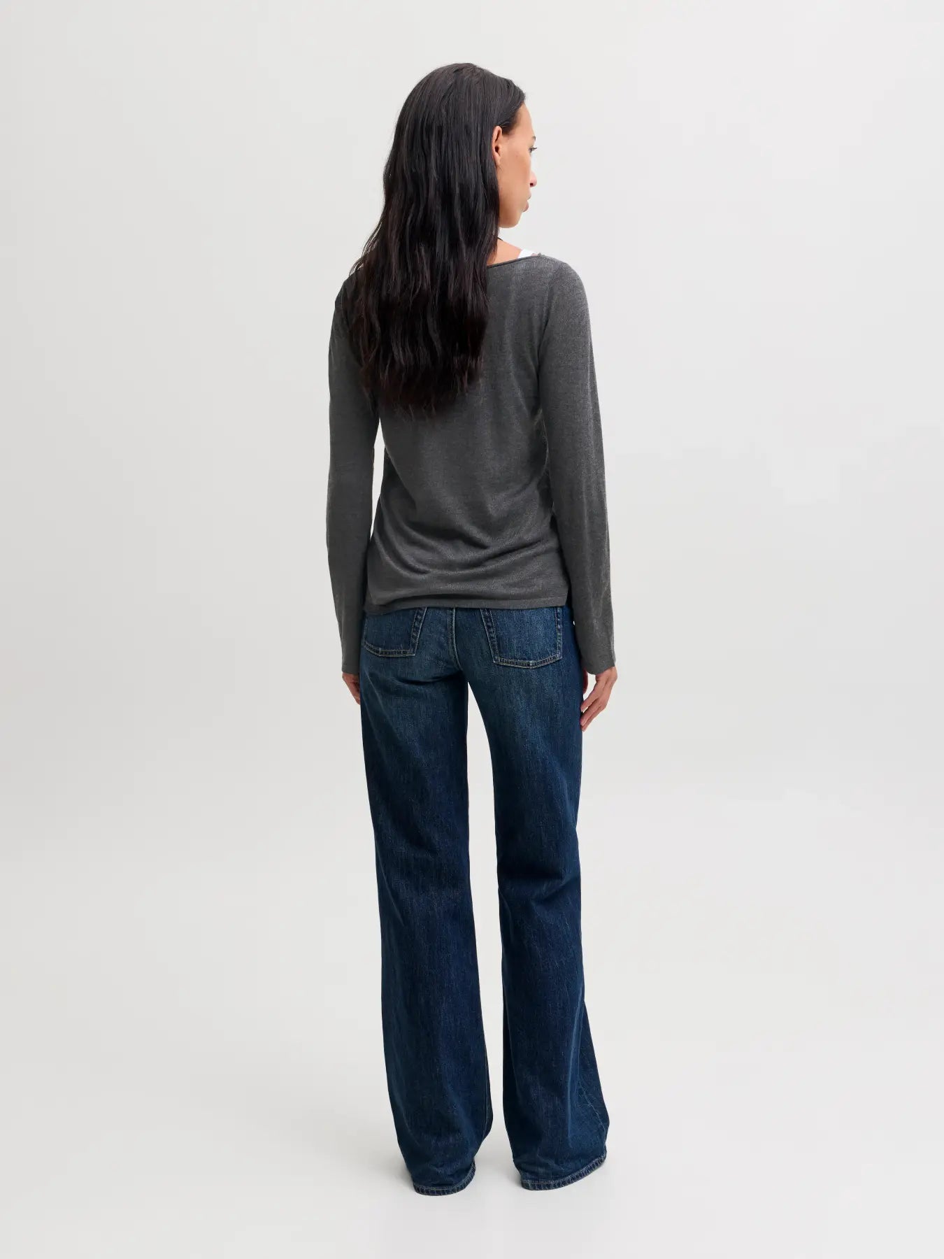 JXALBERTE BOAT NECK KNIT - DARK GREY MELANGE