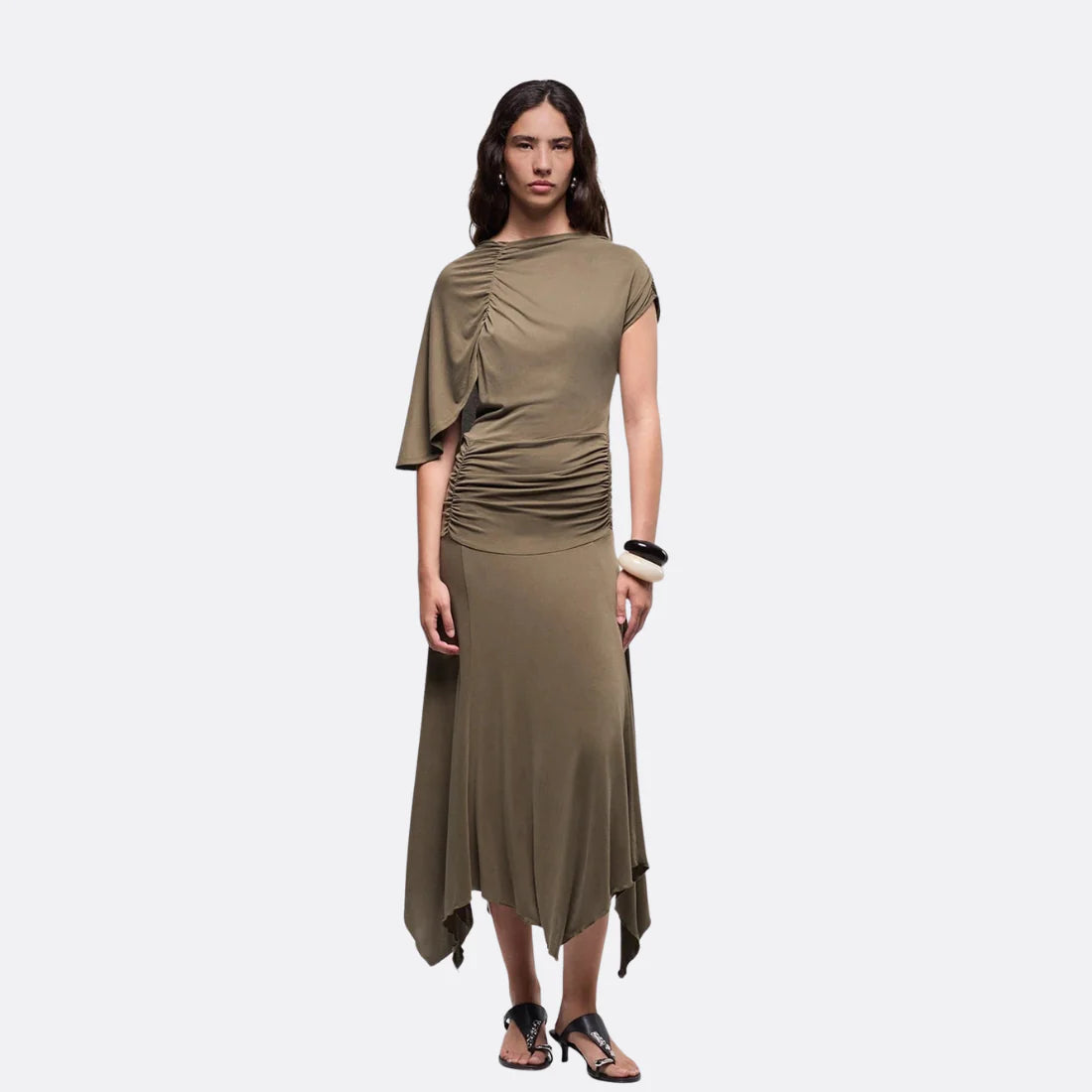 Izola asymmetric dress - Khaki