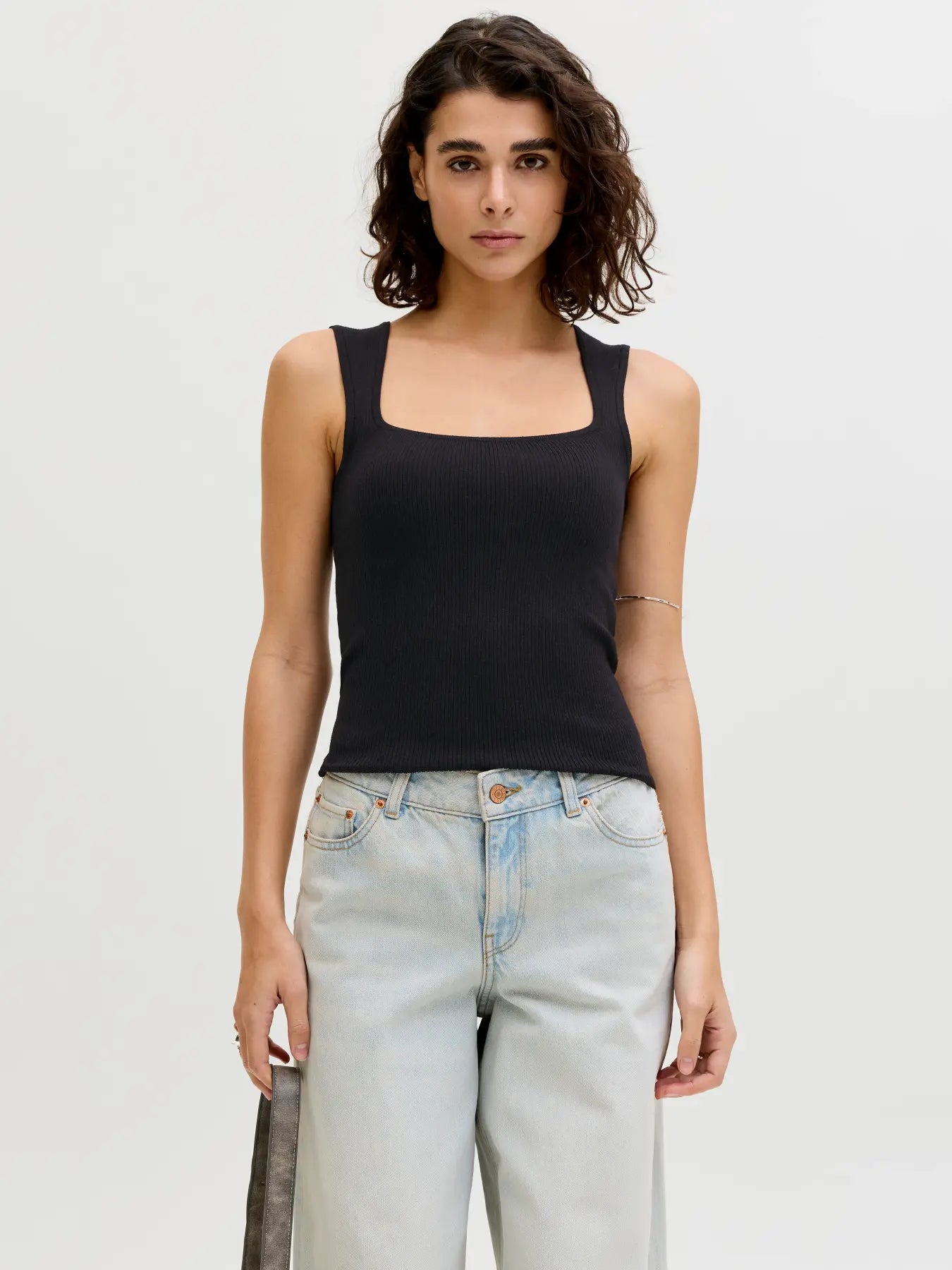 JXPOSIE SQUARE NECK TOP KNIT - BLACK
