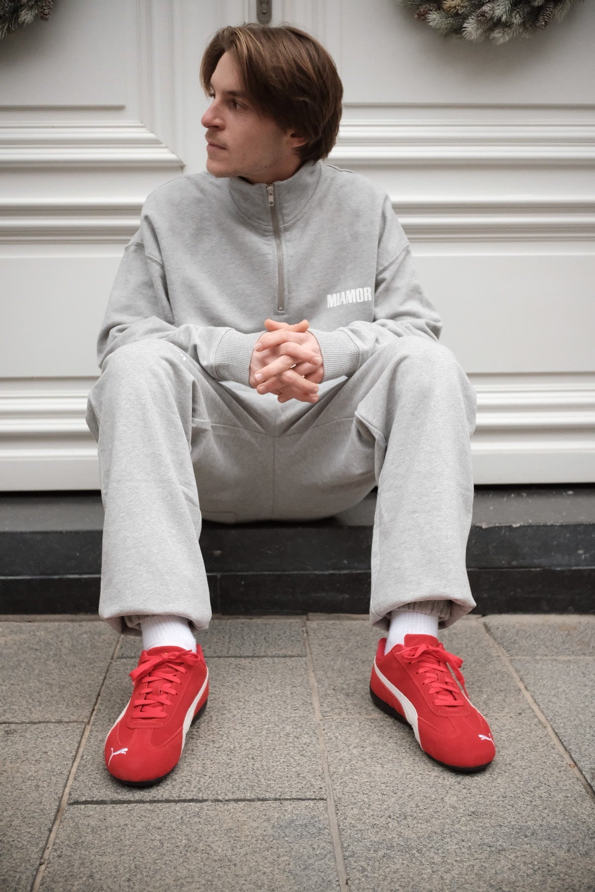 Miamor sweater met halve rits - gemêleerd grijs