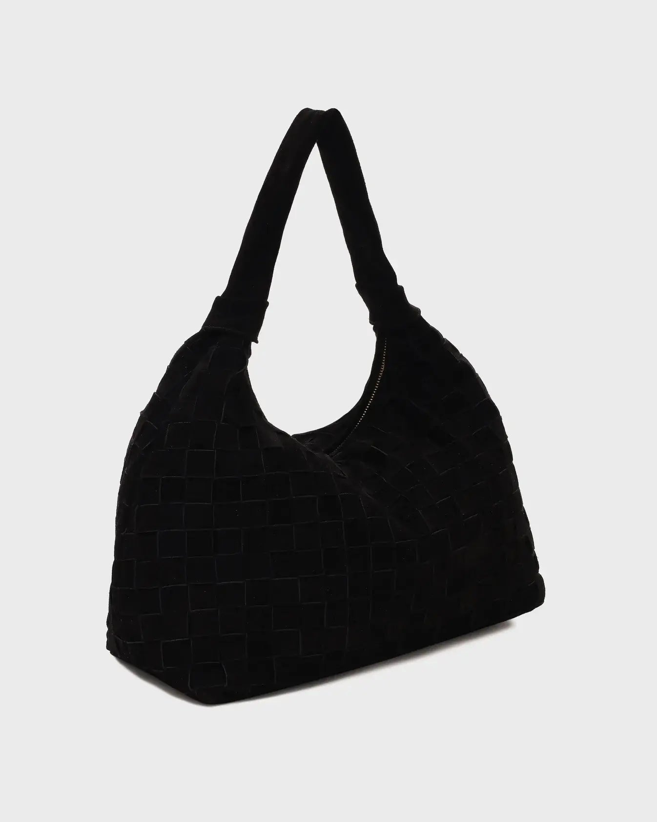 Big dandy braided suede bag - black