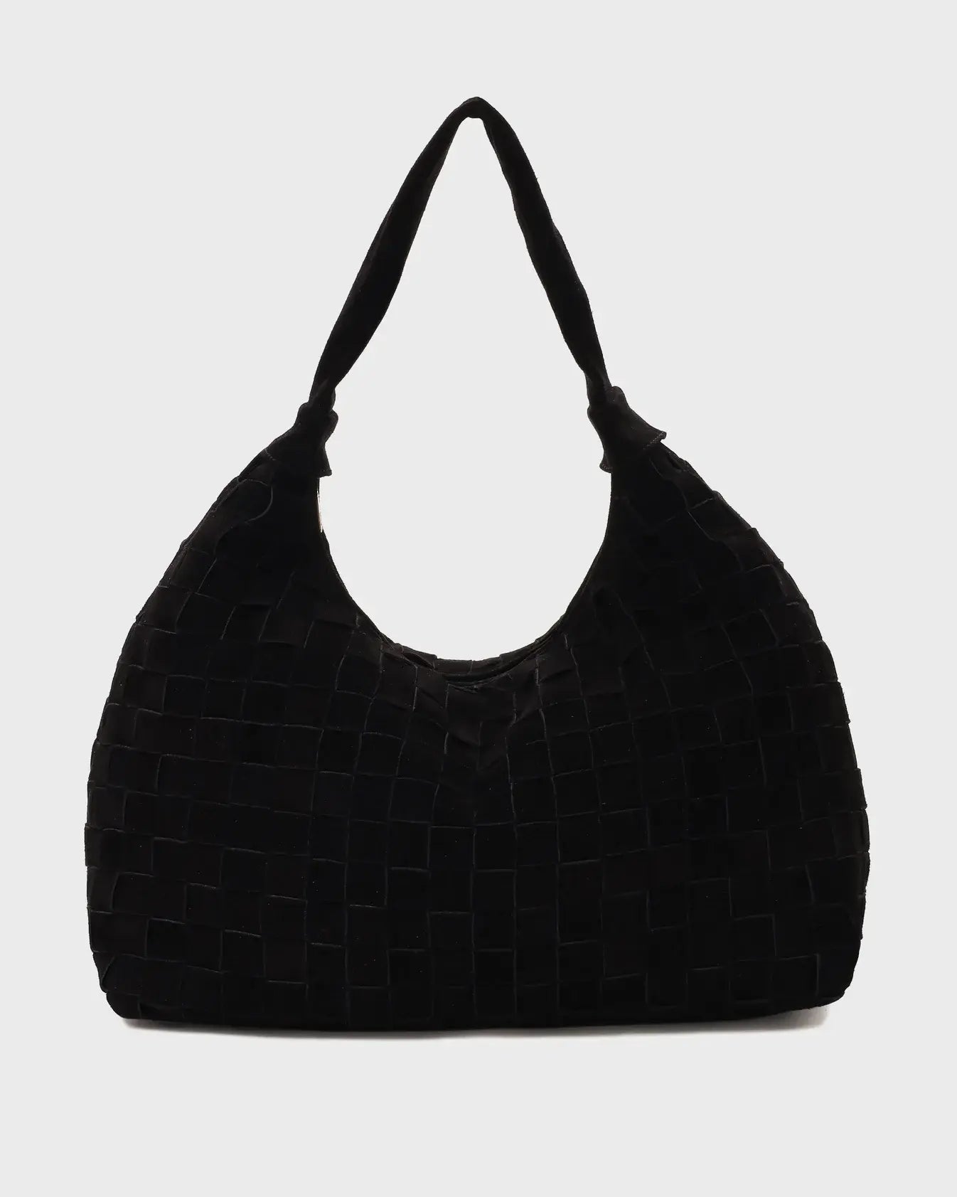 Big dandy braided suede bag - black