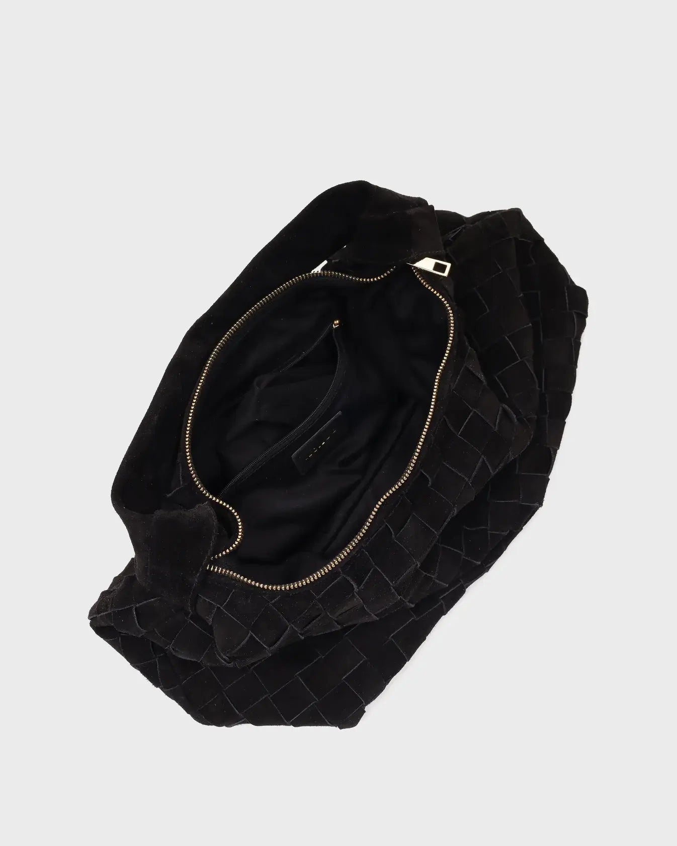 Big dandy braided suede bag - black