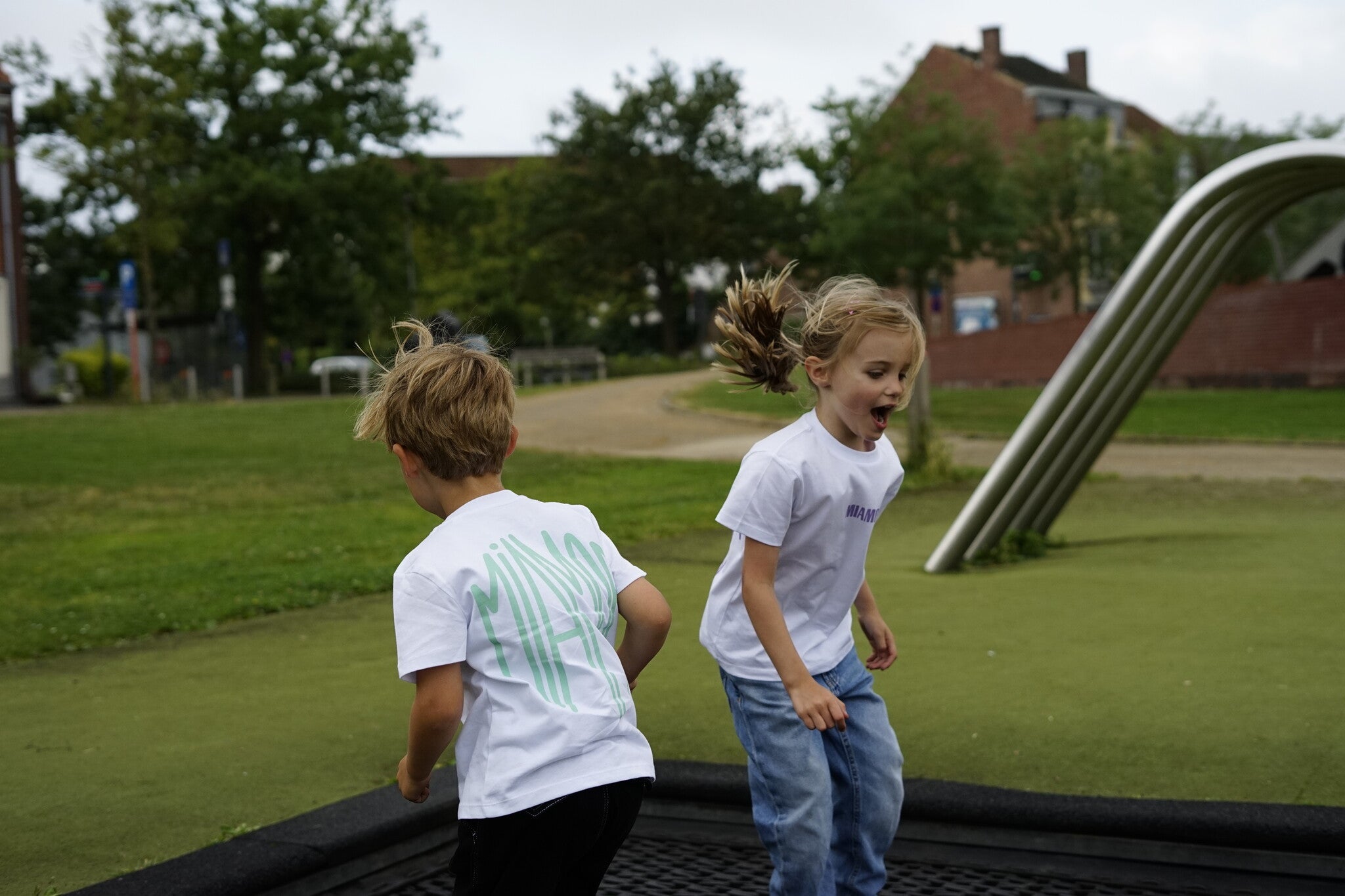 T-shirt blanc Mini Miamor - vert pastel