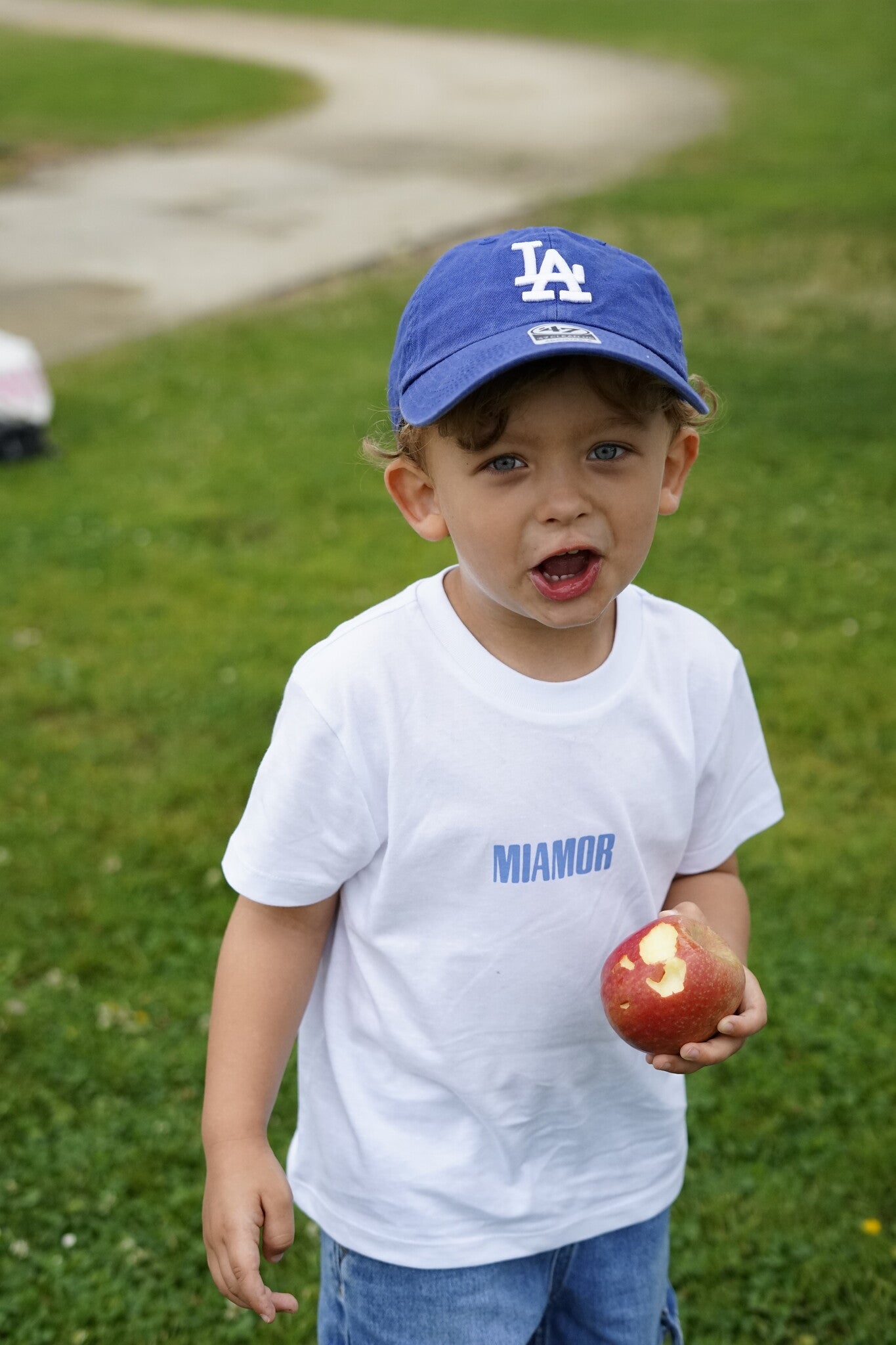 T-shirt blanc Mini Miamor - bleu pastel