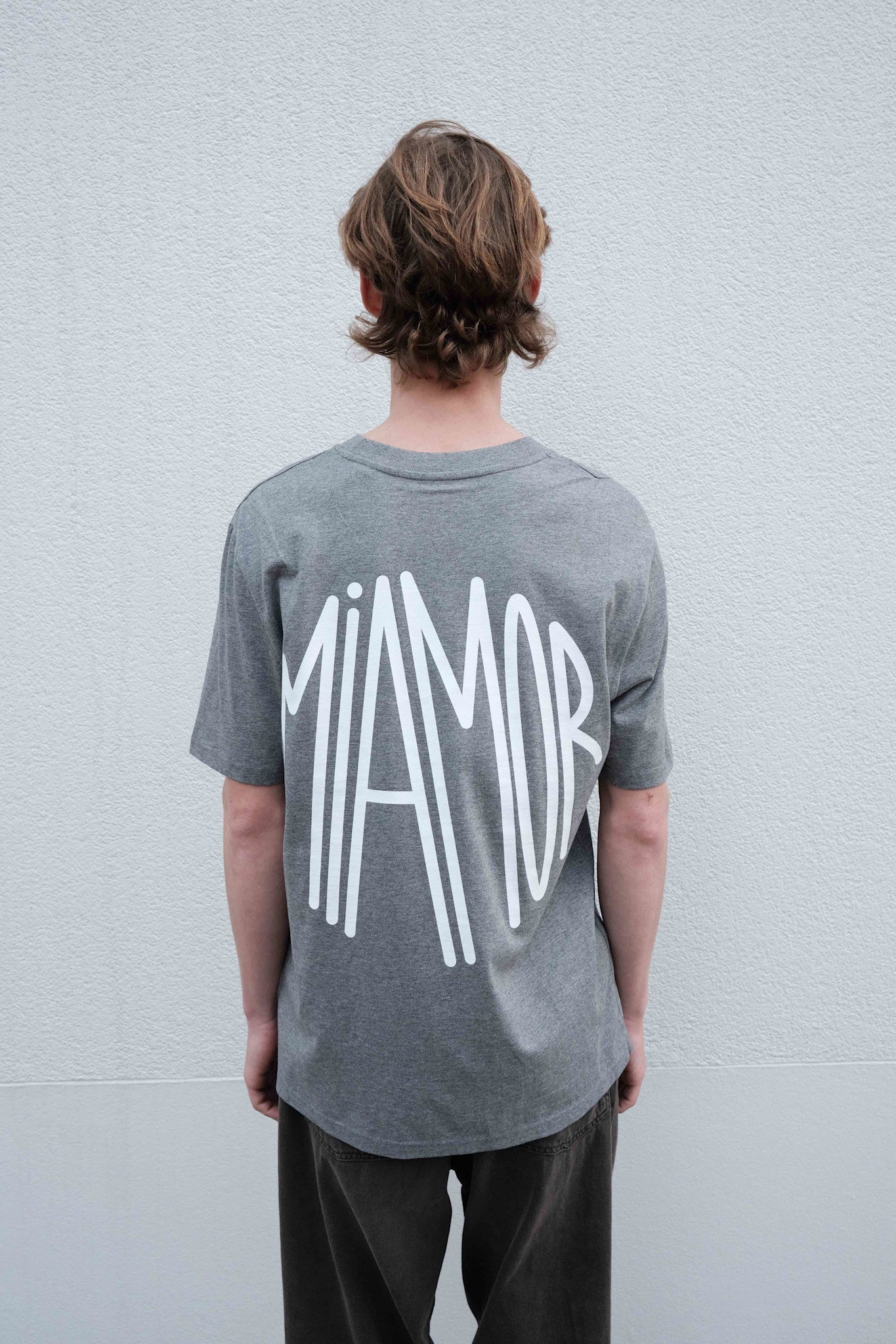 Miamor unisex T-shirt middengrijs gemêleerd met wit logo