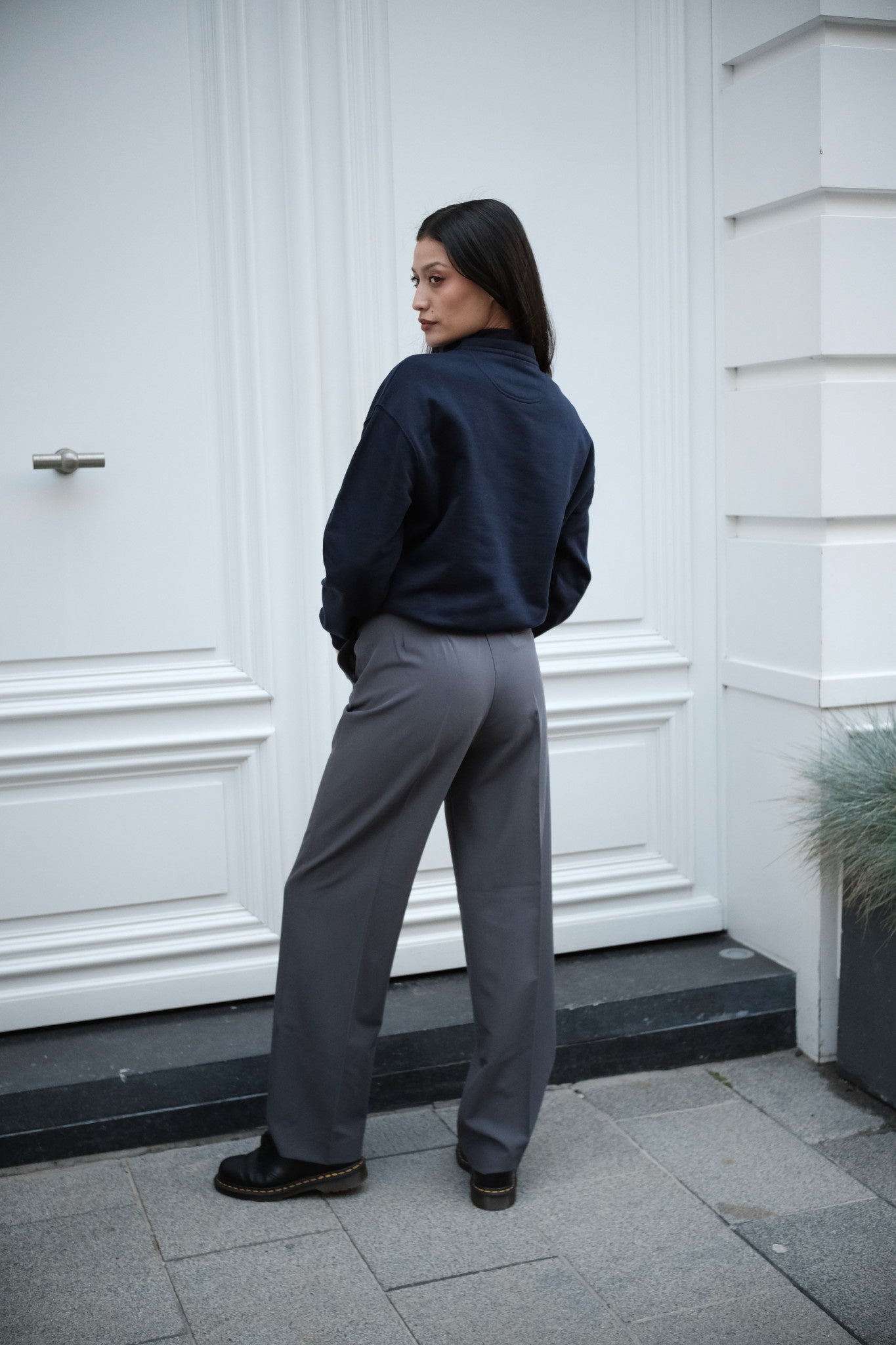 Miamor sweater met halve rits - marineblauw