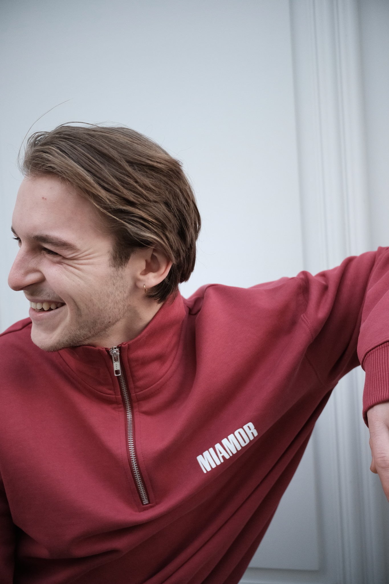 Miamor half-zip sweater - rode aarde