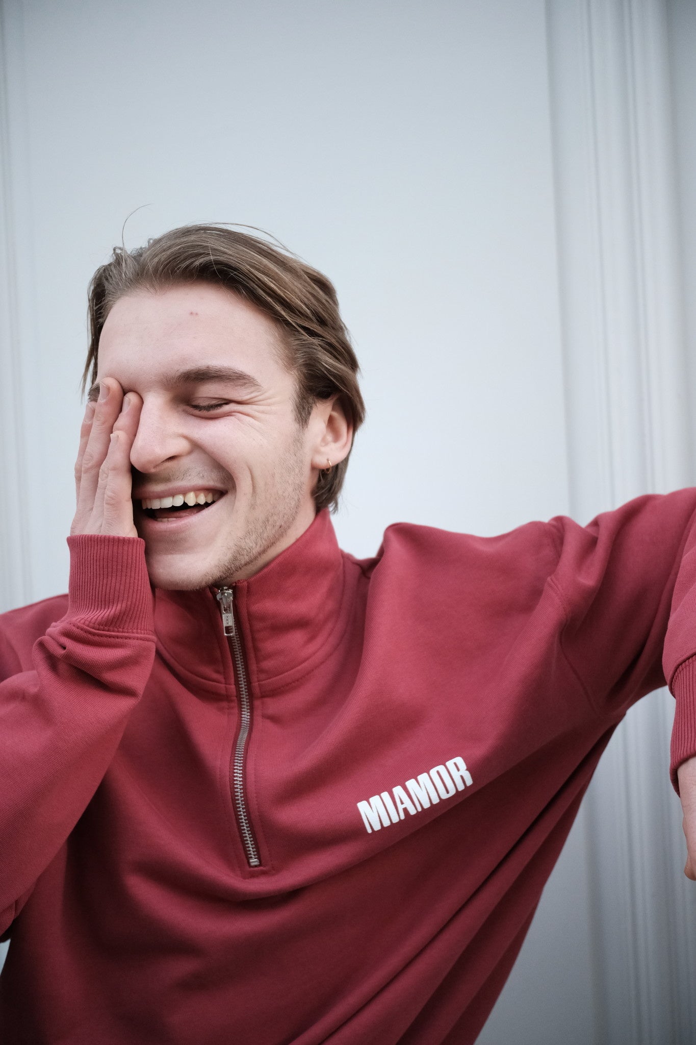 Miamor half-zip sweater - rode aarde