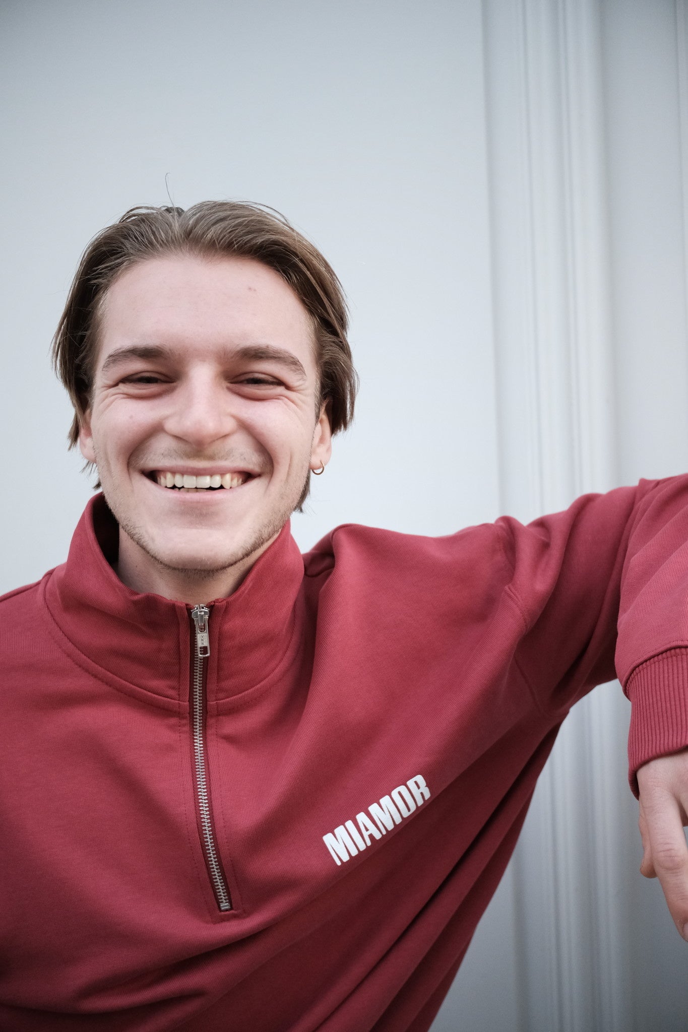 Miamor half-zip sweater - rode aarde