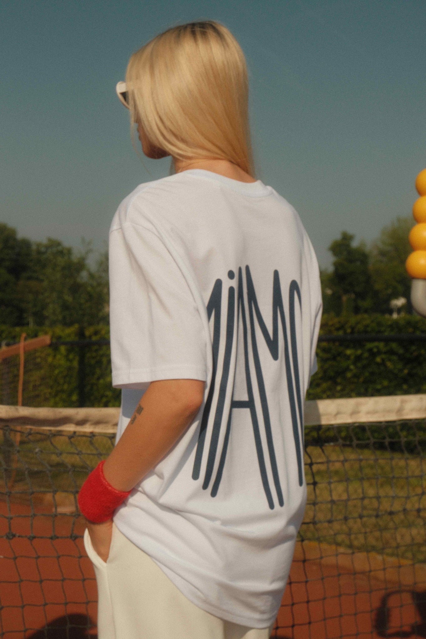 Miamor unisex T-shirt wit - marineblauw