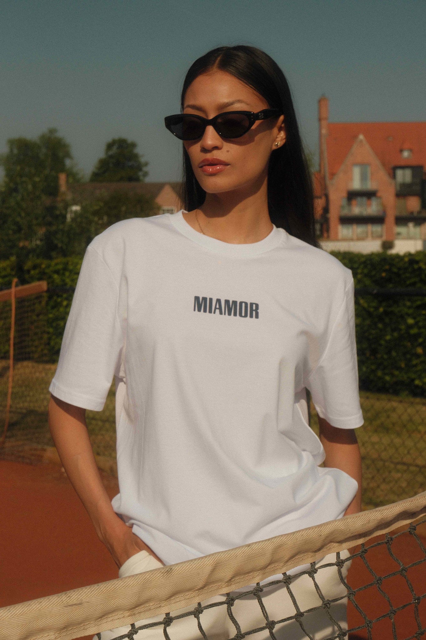 Miamor unisex T-shirt wit - marineblauw