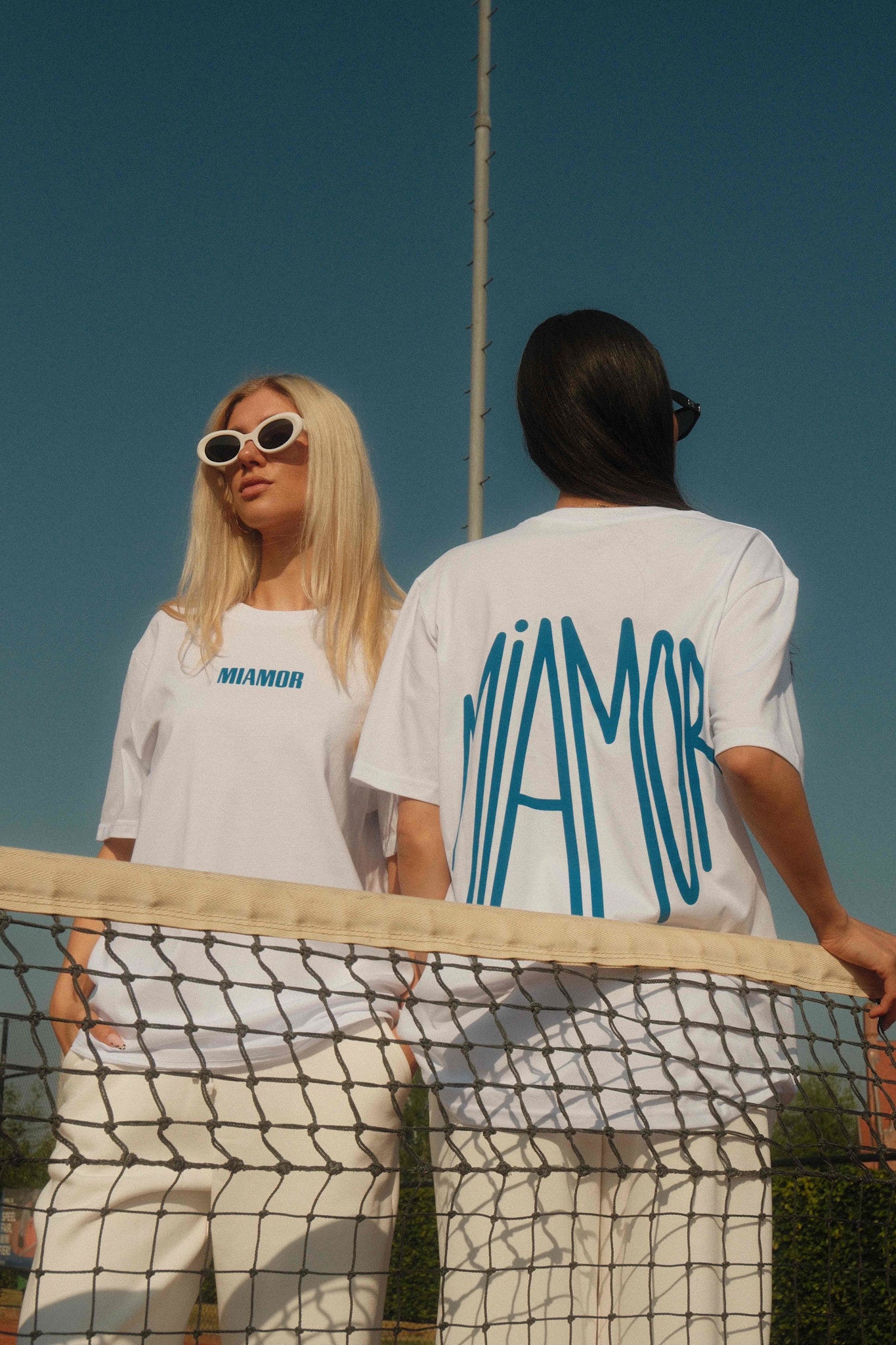 Miamor unisex T-shirt wit - koningsblauw