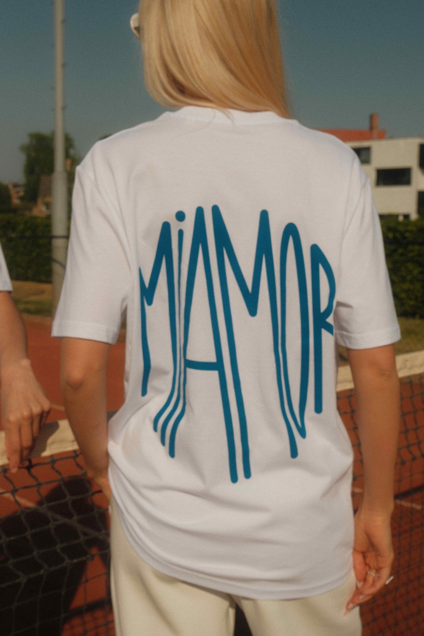 Miamor unisex T-shirt wit - koningsblauw