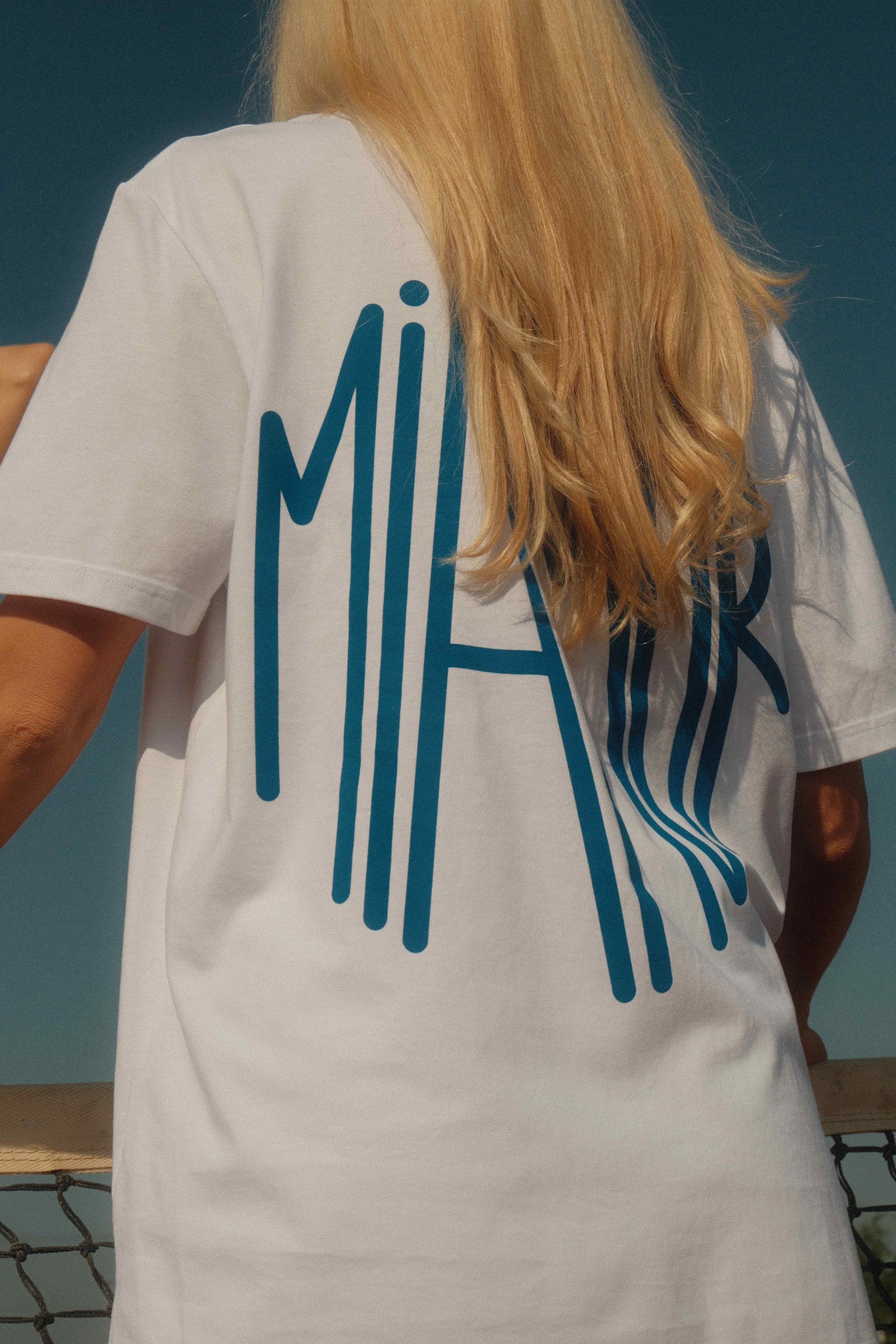 Miamor unisex T-shirt wit - koningsblauw