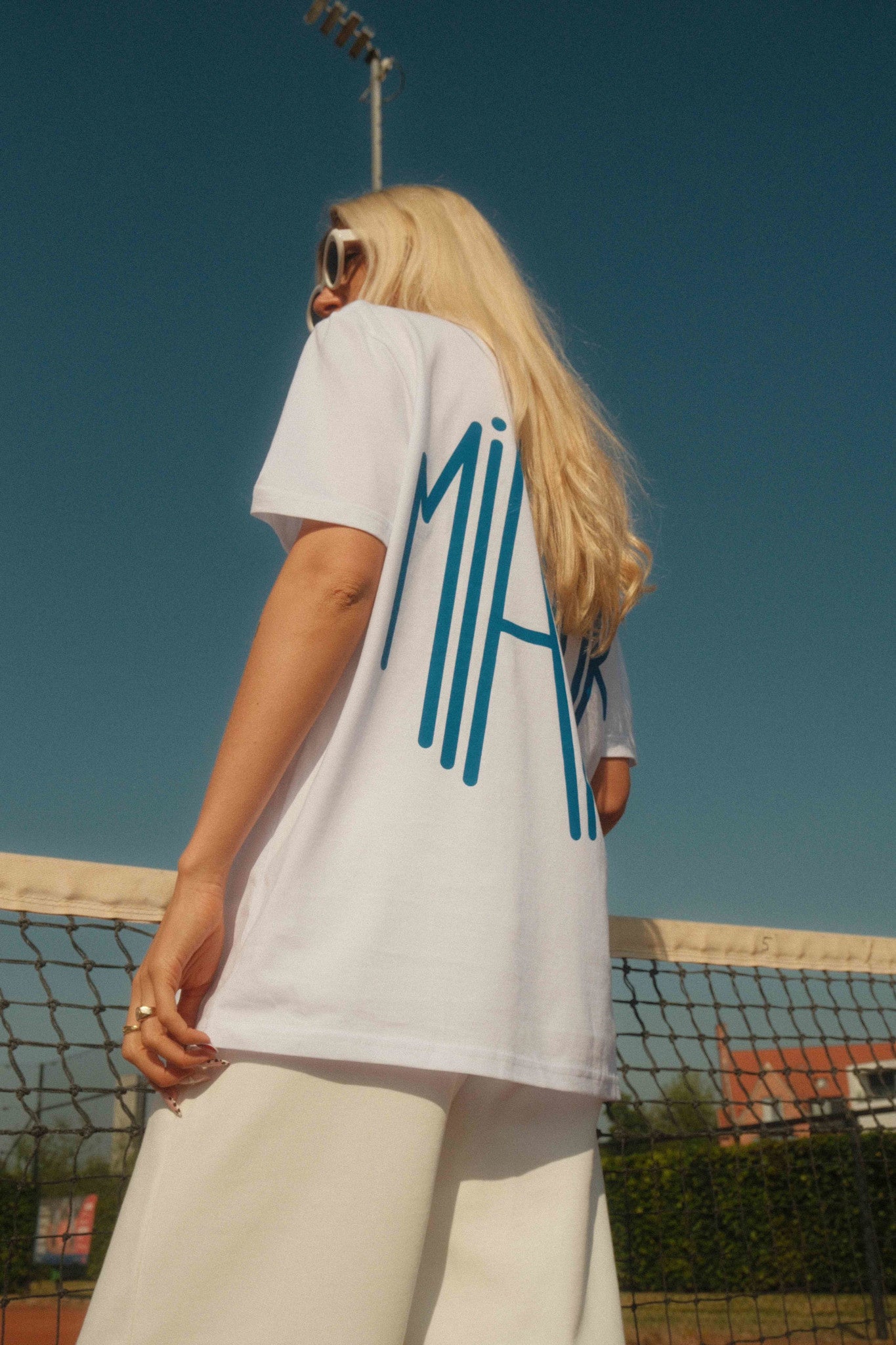 Miamor unisex T-shirt wit - koningsblauw