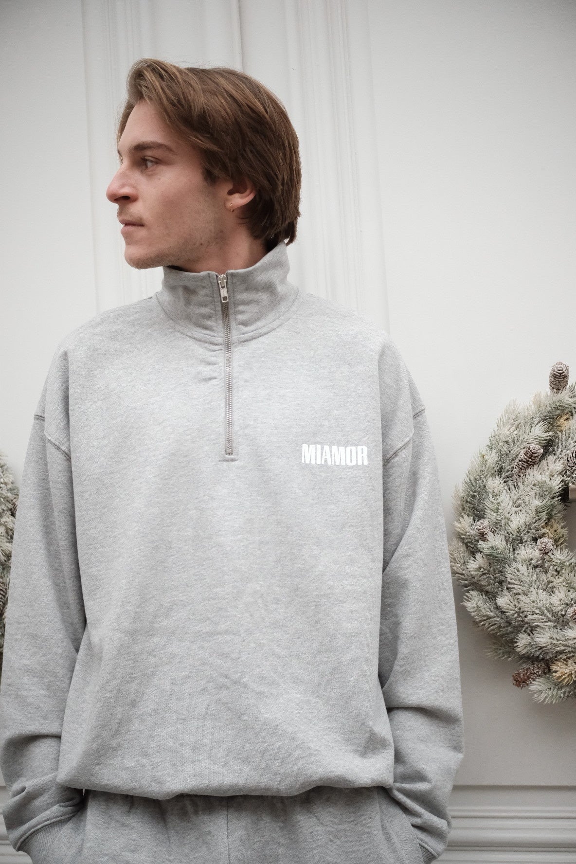 Miamor sweater met halve rits - gemêleerd grijs