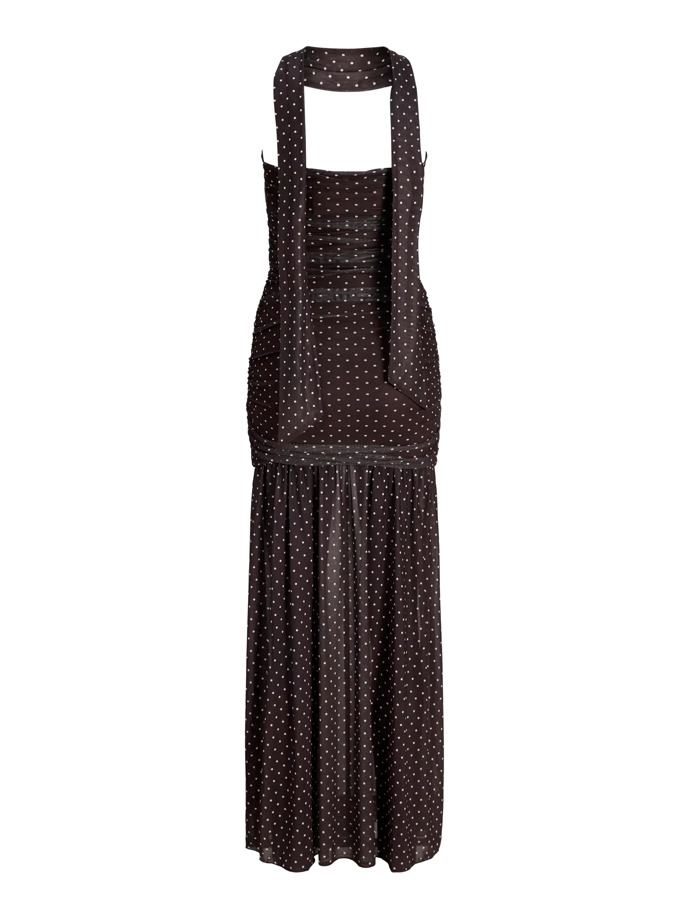 JXELVIRA MESH SCARF DRESS - SEALBROWN DOT
