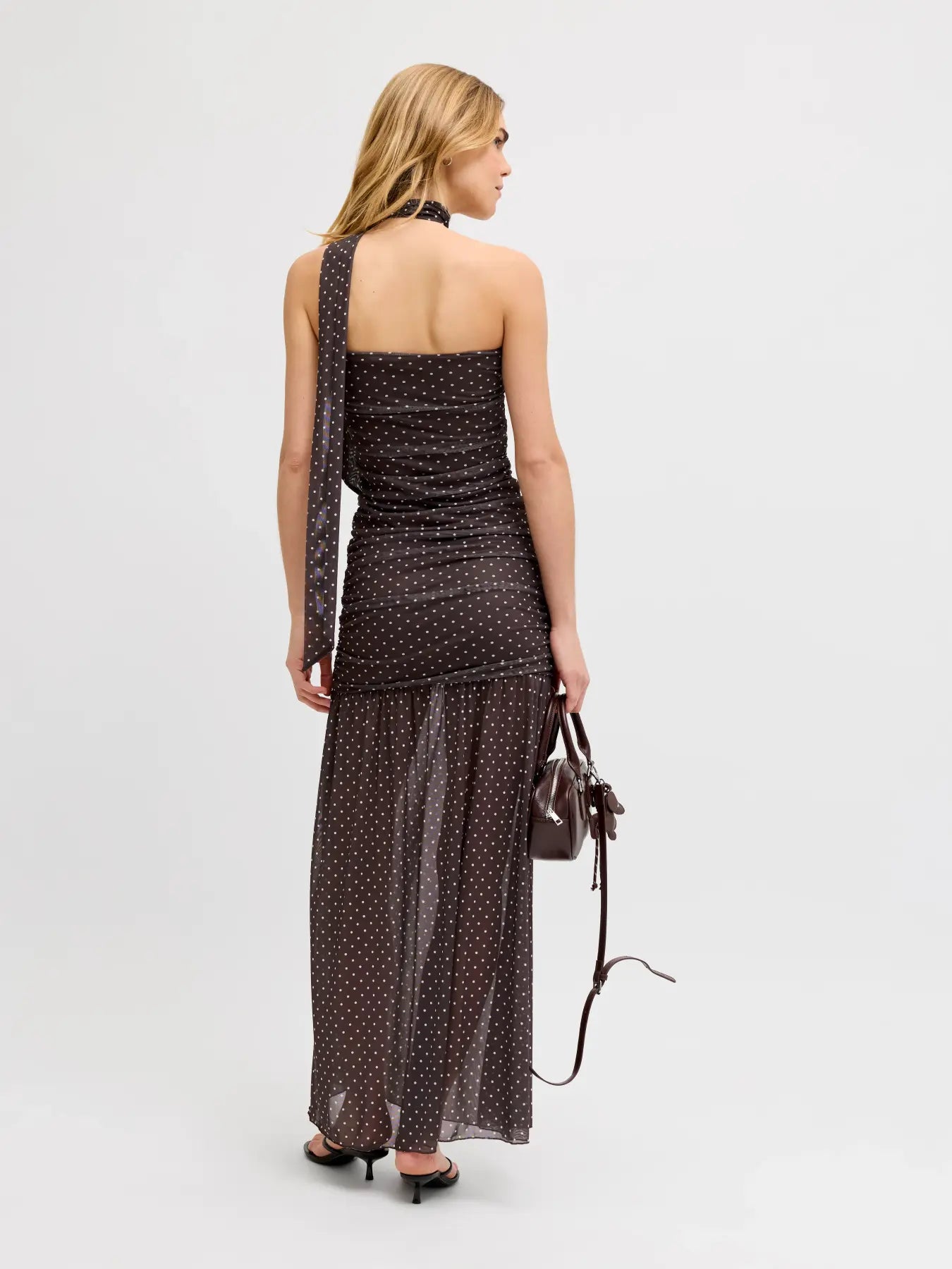JXELVIRA MESH SCARF DRESS - SEALBROWN DOT