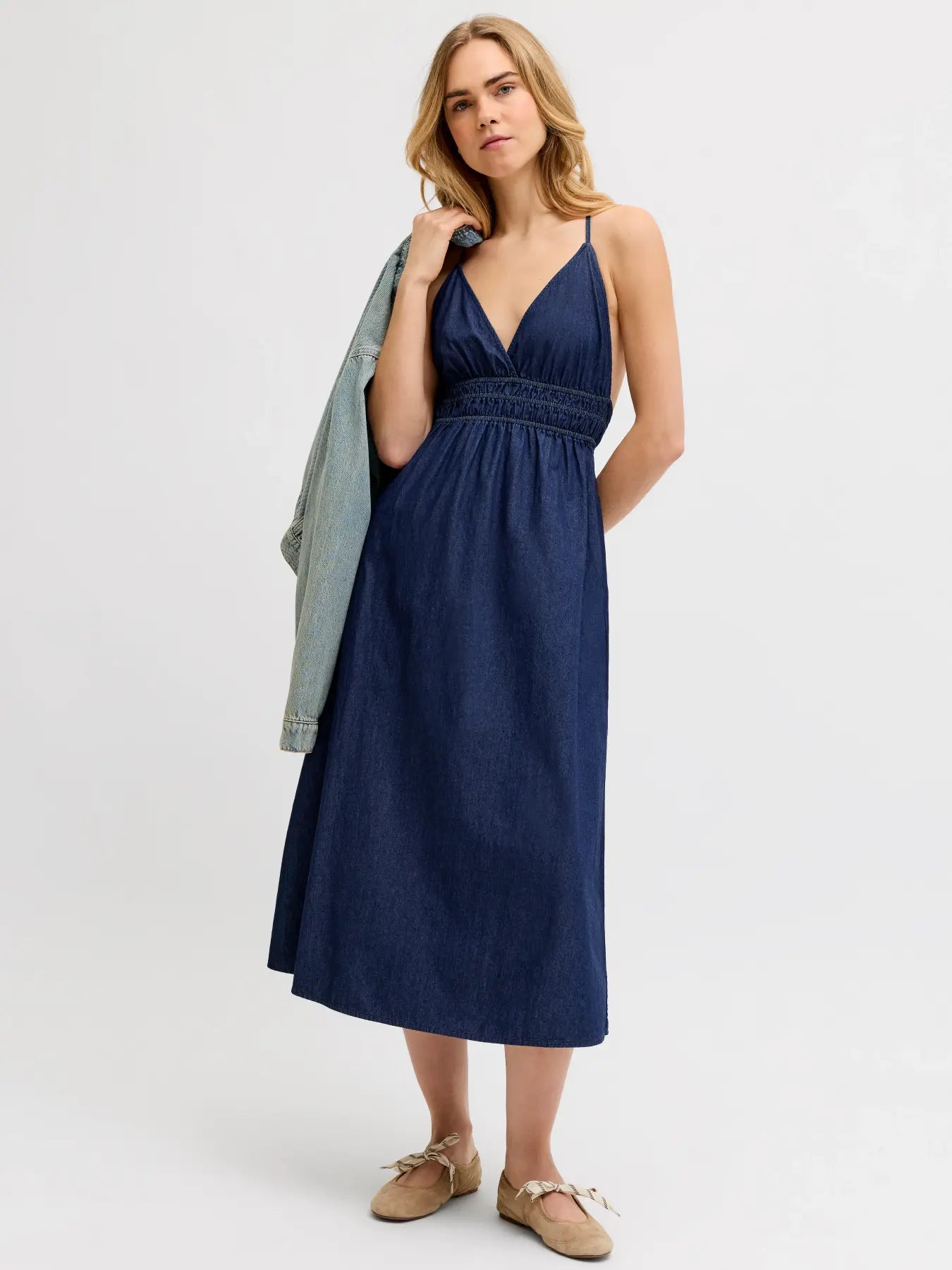 JXDEBBY CHAMBREY DRESS - DARK BLUE DENIM