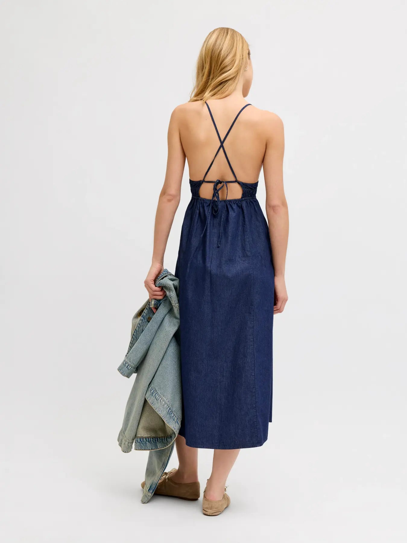 JXDEBBY CHAMBREY DRESS - DARK BLUE DENIM