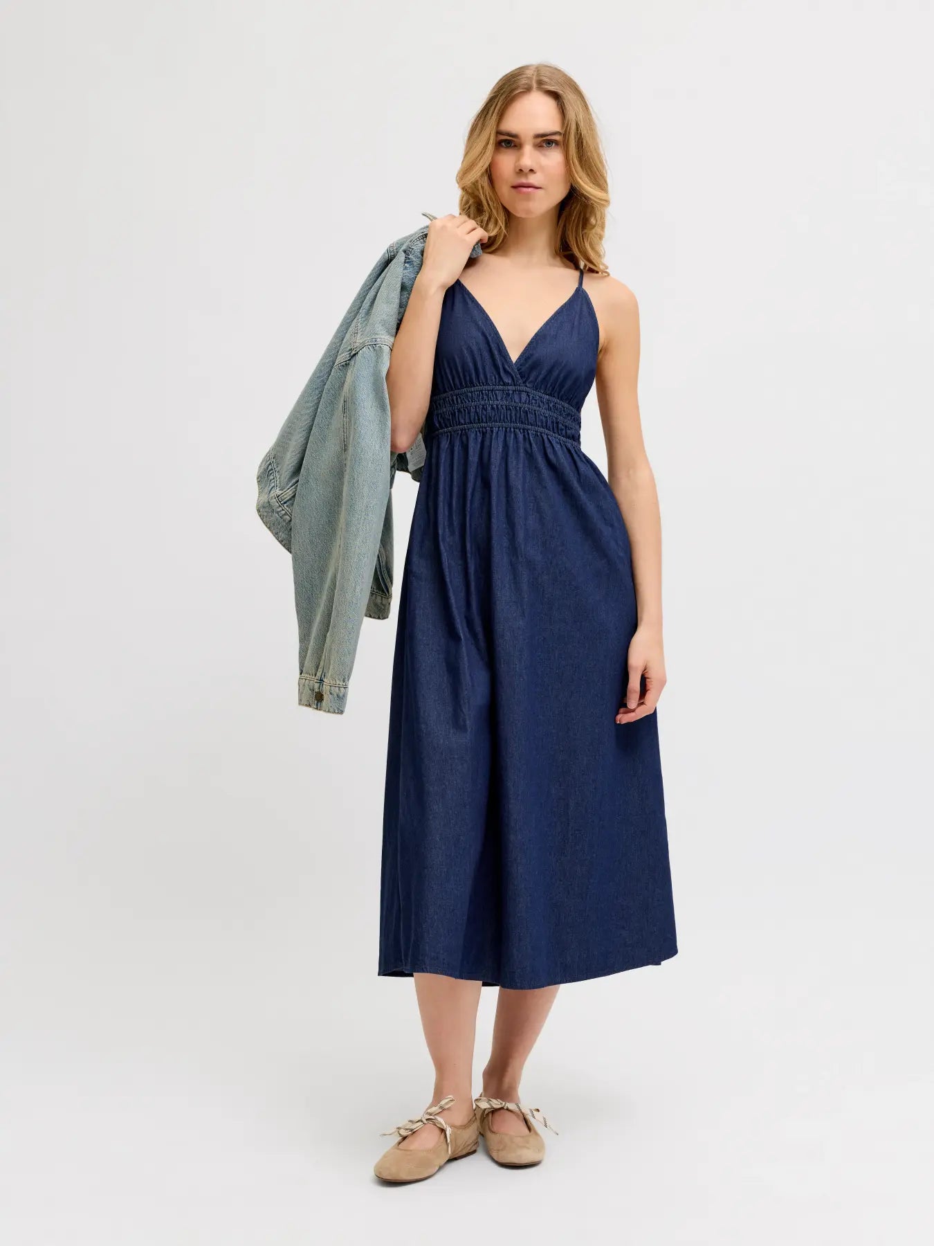JXDEBBY CHAMBREY DRESS - DARK BLUE DENIM