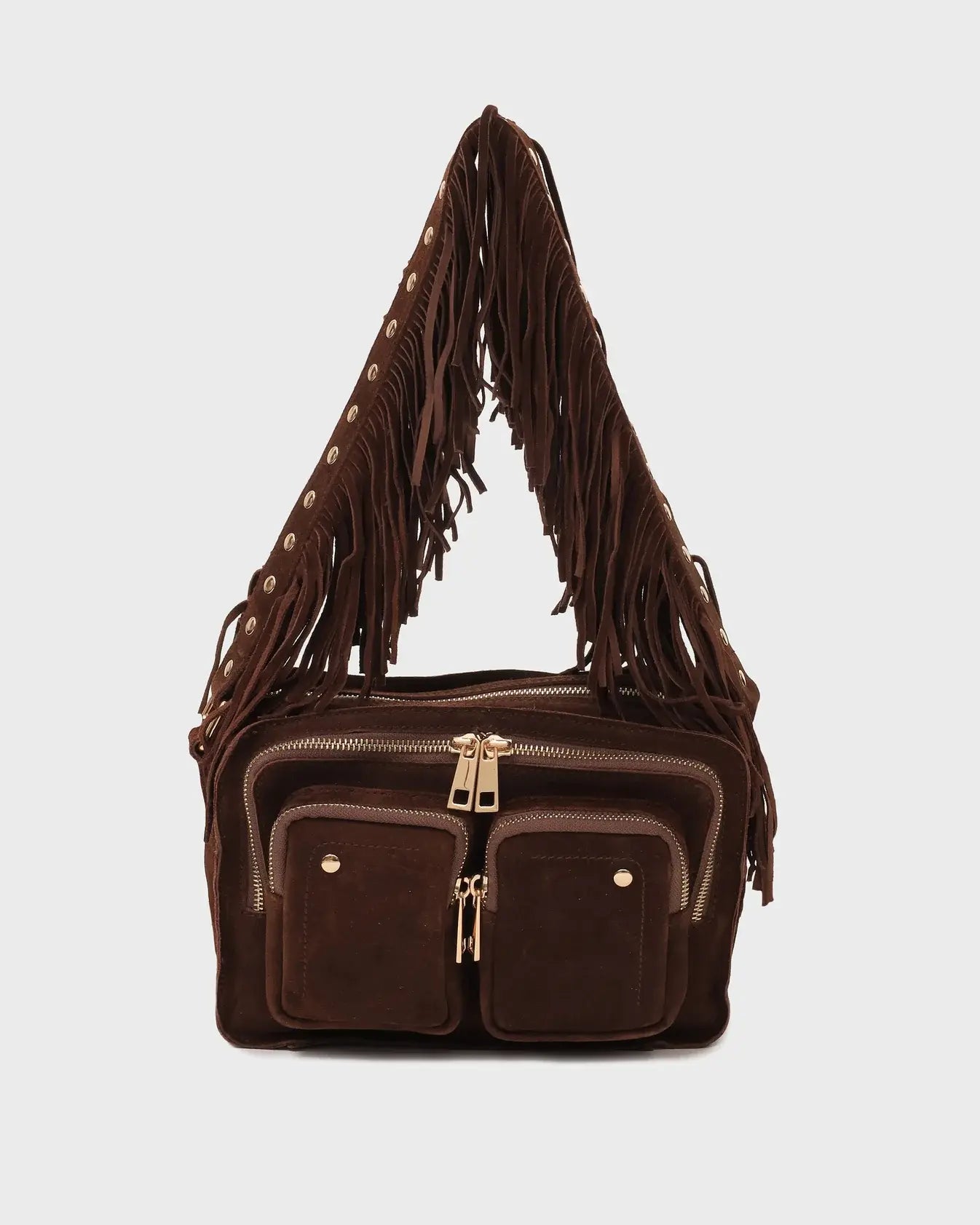 Ellie fringe suede bag - dark brown