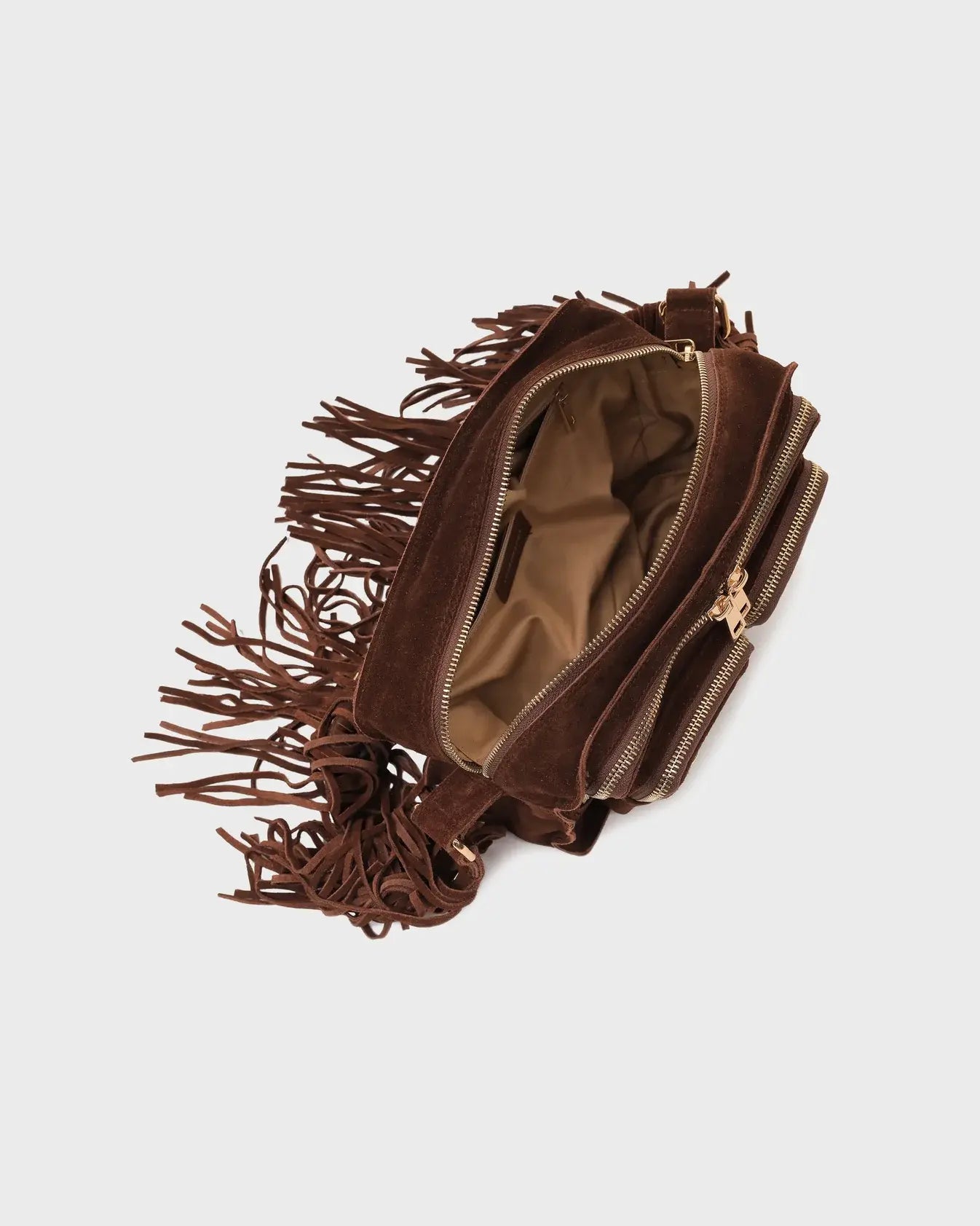 Ellie fringe suede bag - dark brown