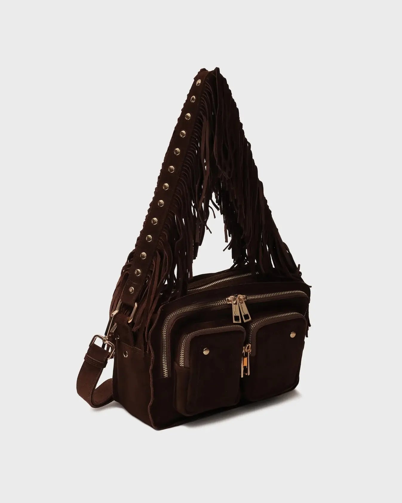 Ellie fringe suede bag - dark brown