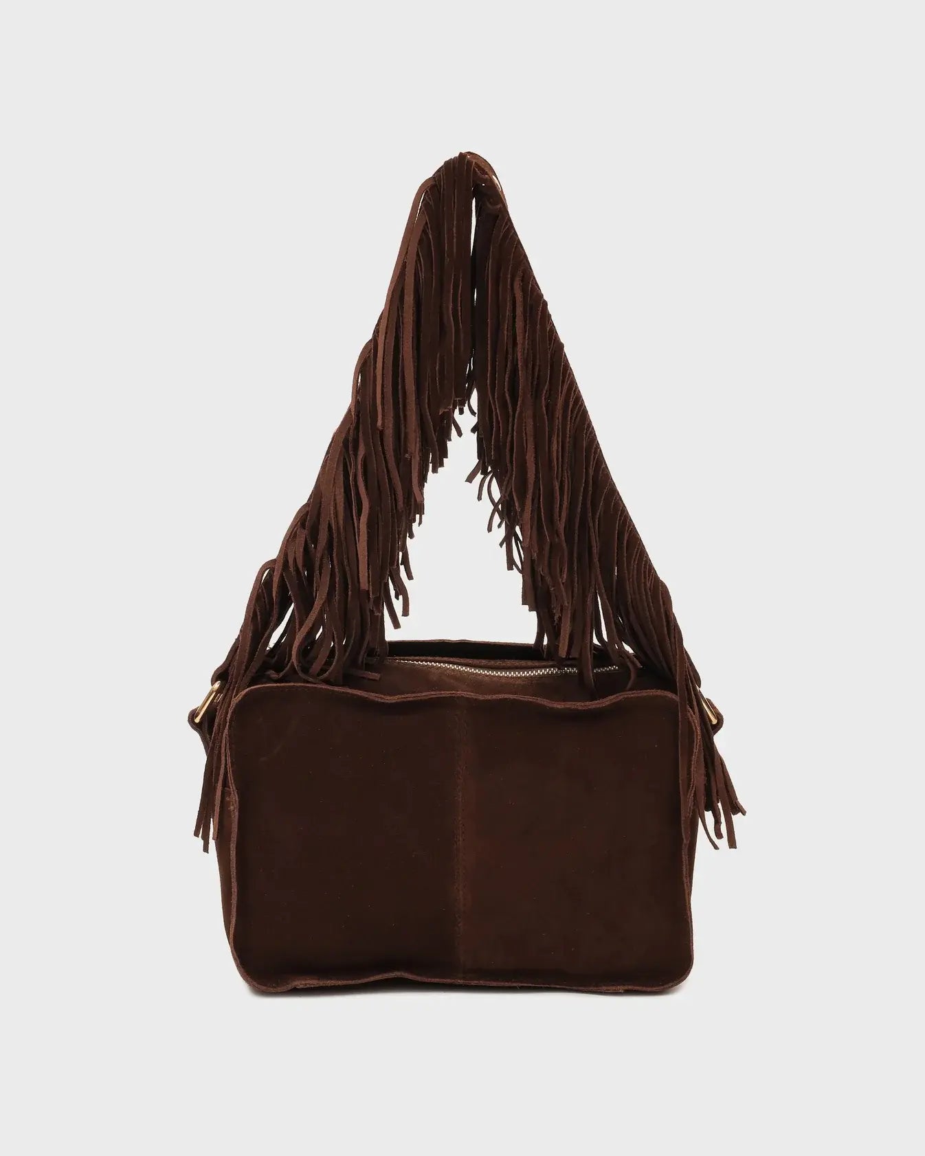 Ellie fringe suede bag - dark brown