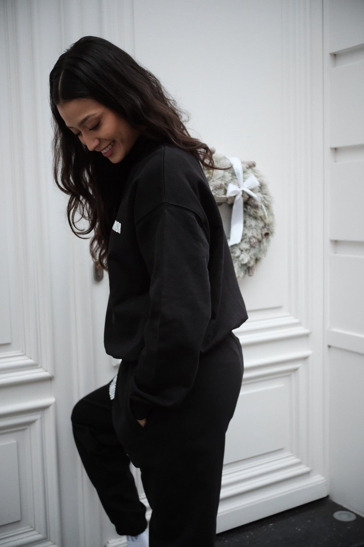 Miamor sweater met halve rits - zwart