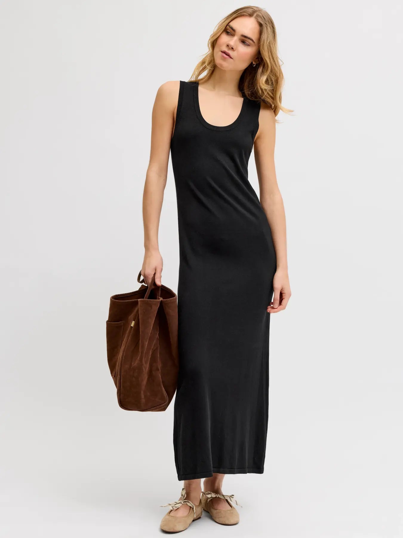 JXMINA COMFY LONG DRESS KNIT - BLACK