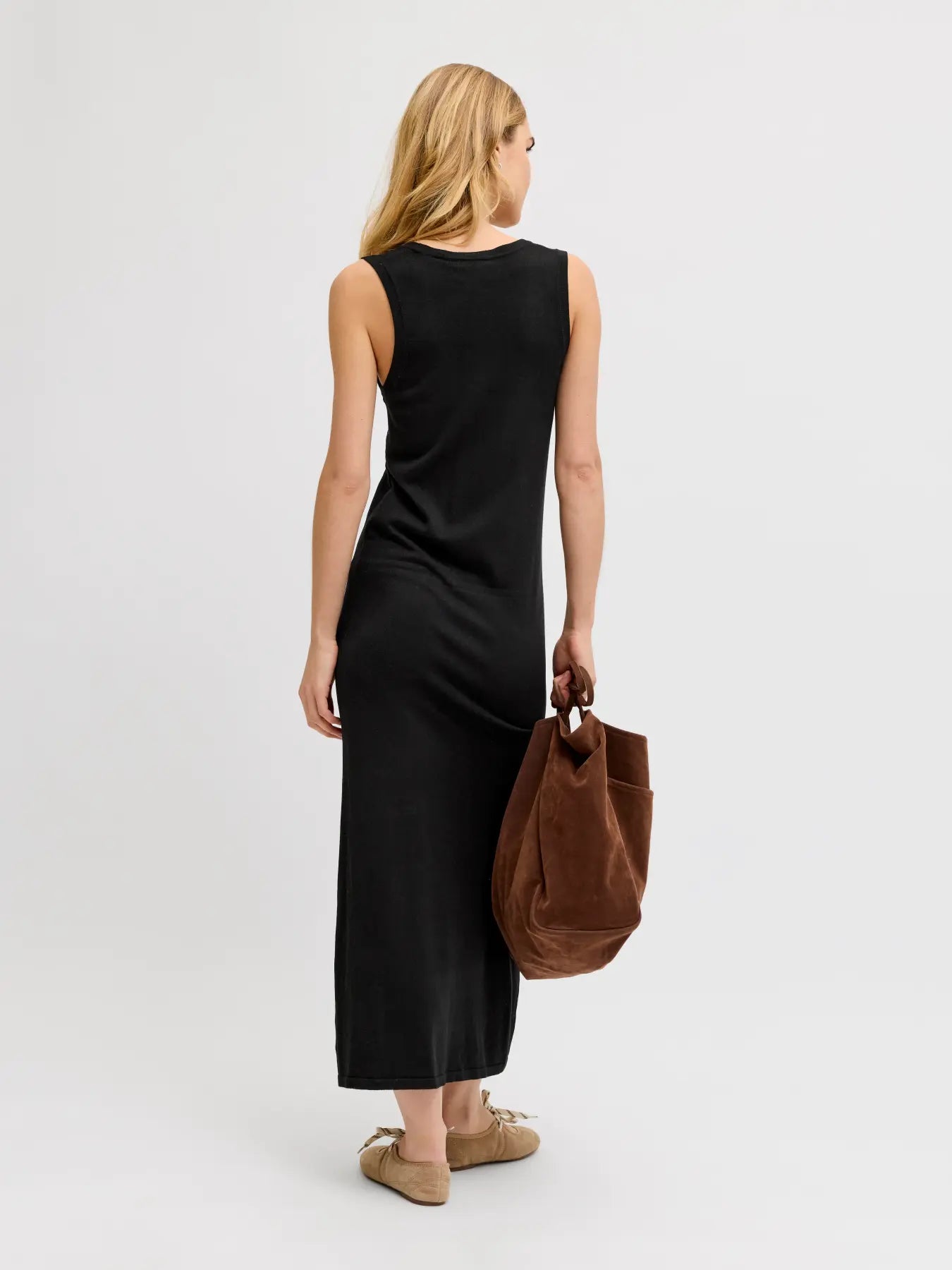 JXMINA COMFY LONG DRESS KNIT - BLACK