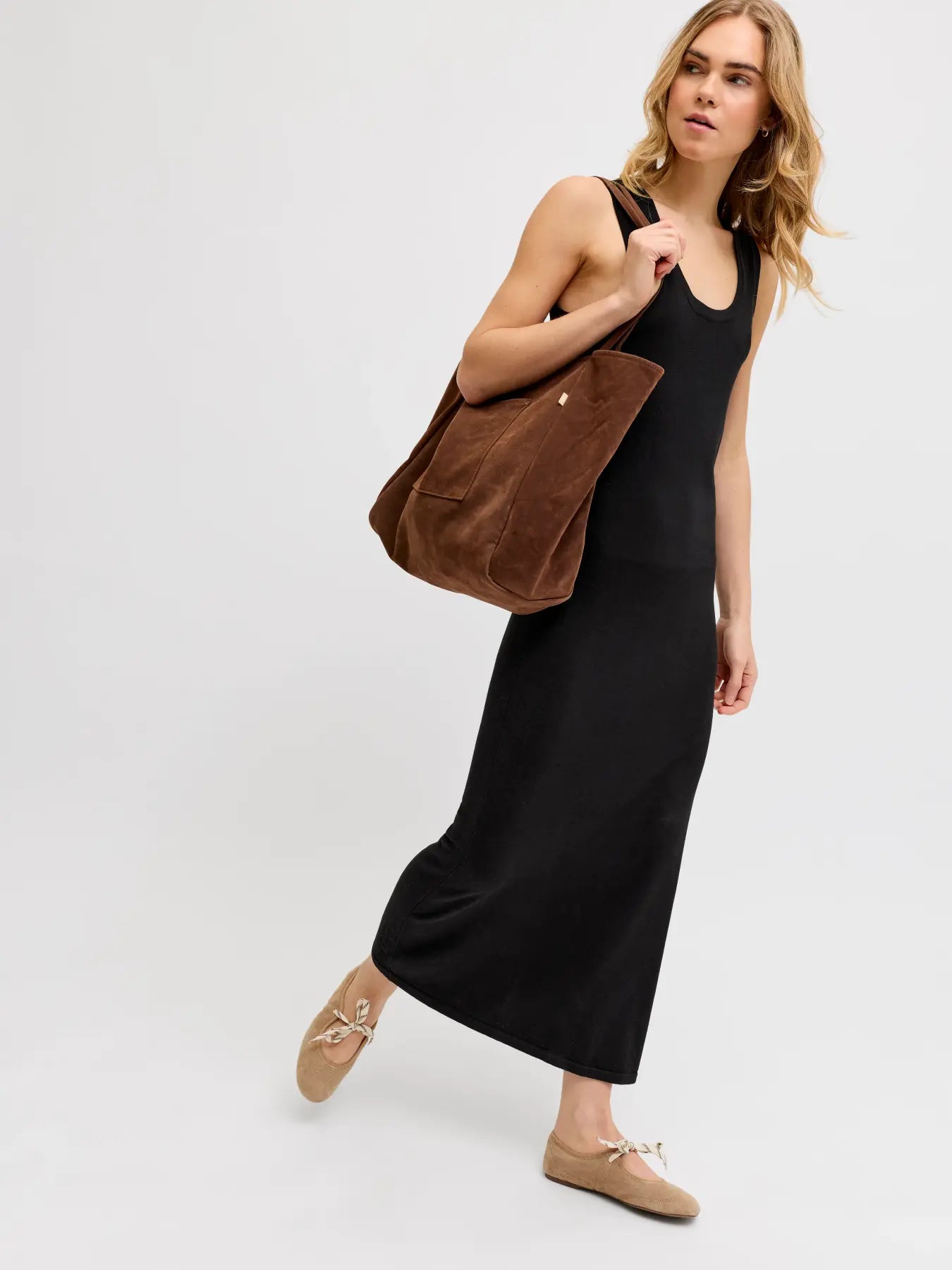 JXMINA COMFY LONG DRESS KNIT - BLACK
