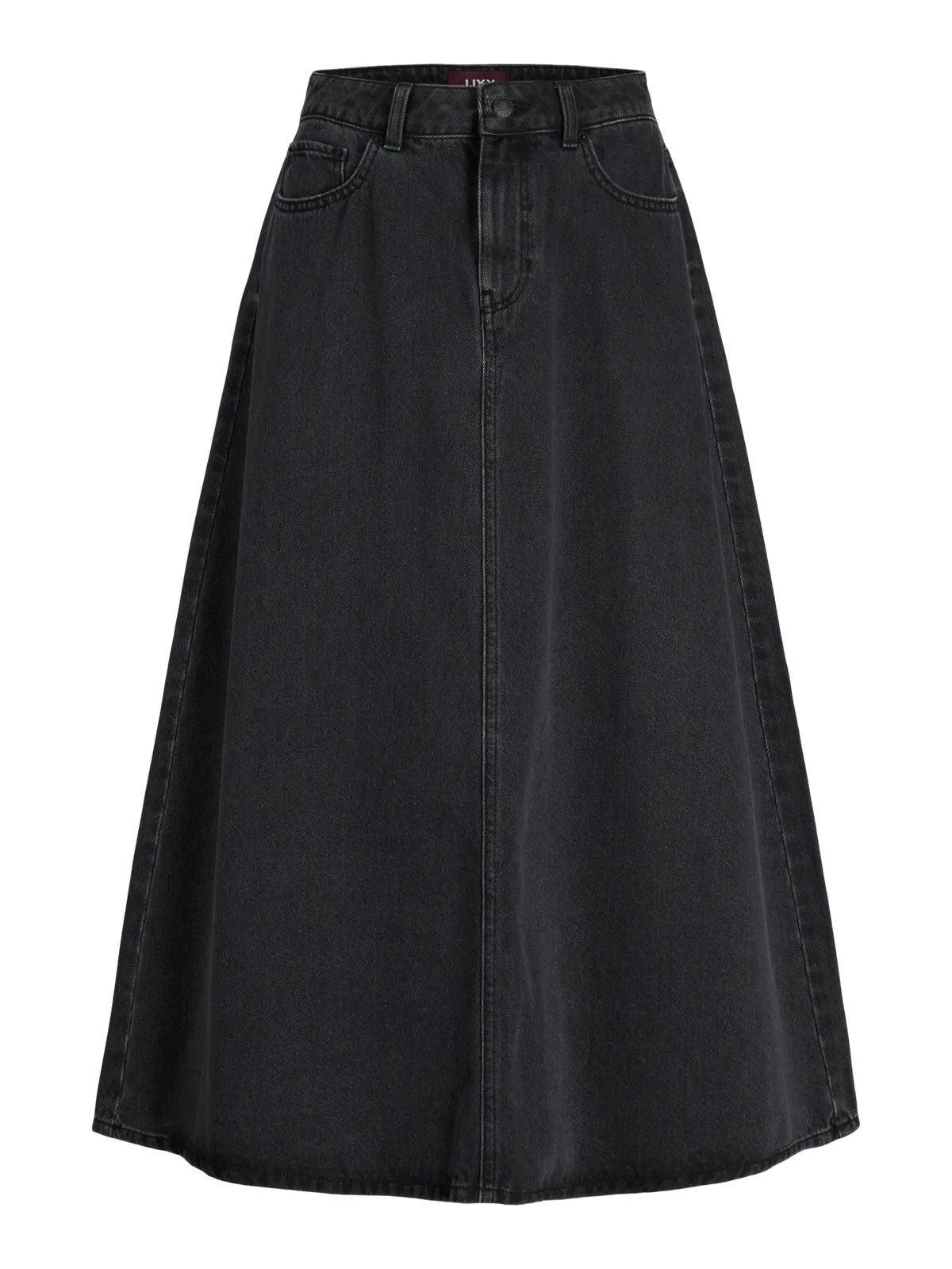 JXALEXIS LONG A-SHAPE SKIRT DNM LN - BLACK