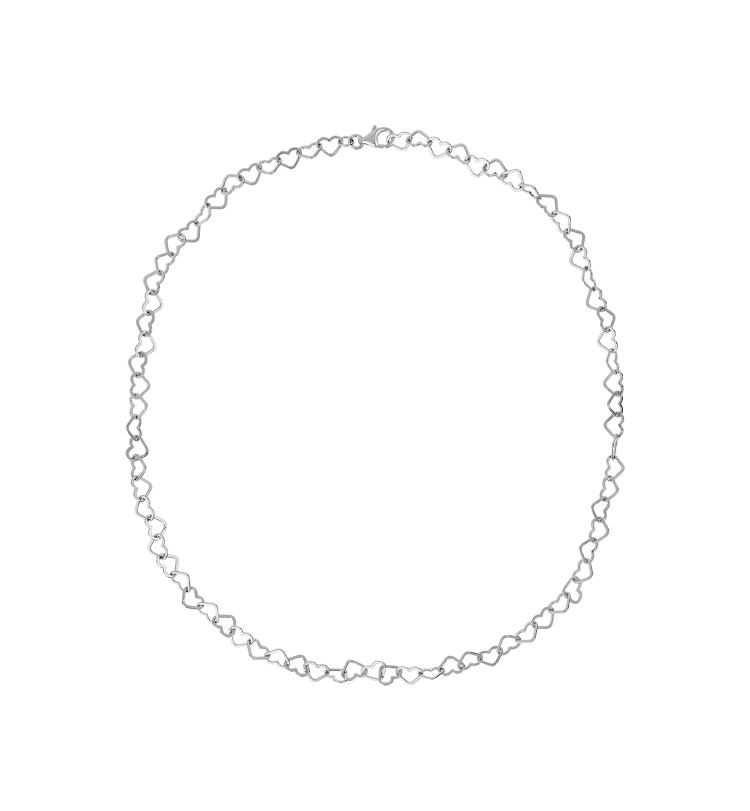 Halsketting met in elkaar verstrengelde hartjes - Zilver