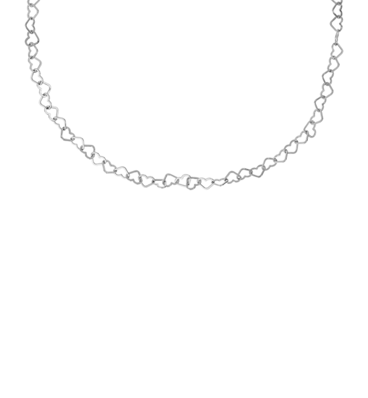 Halsketting met in elkaar verstrengelde hartjes - Zilver