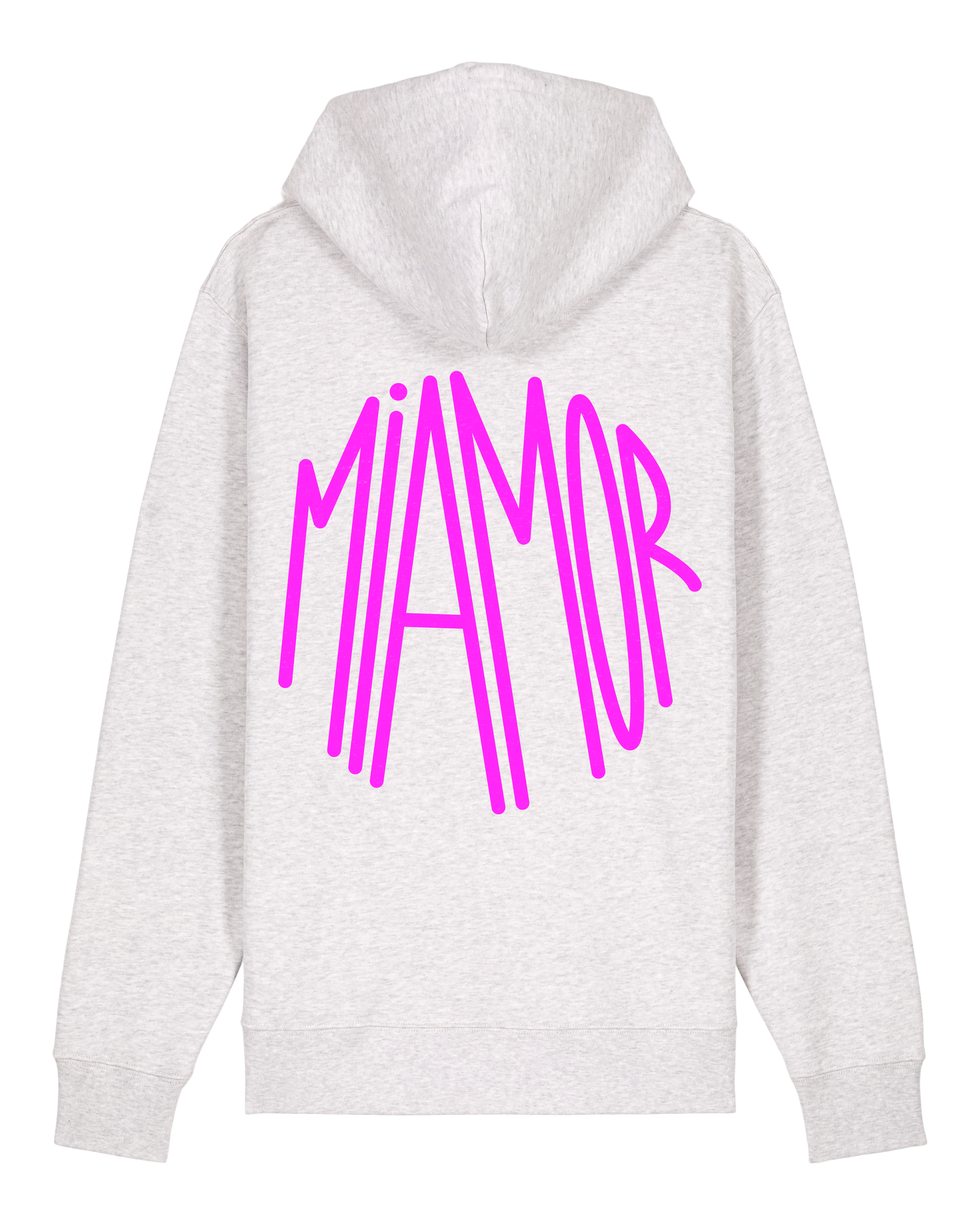 Miamor Supreme unisex hoodie - cool gemêleerd grijs - neonroze logo