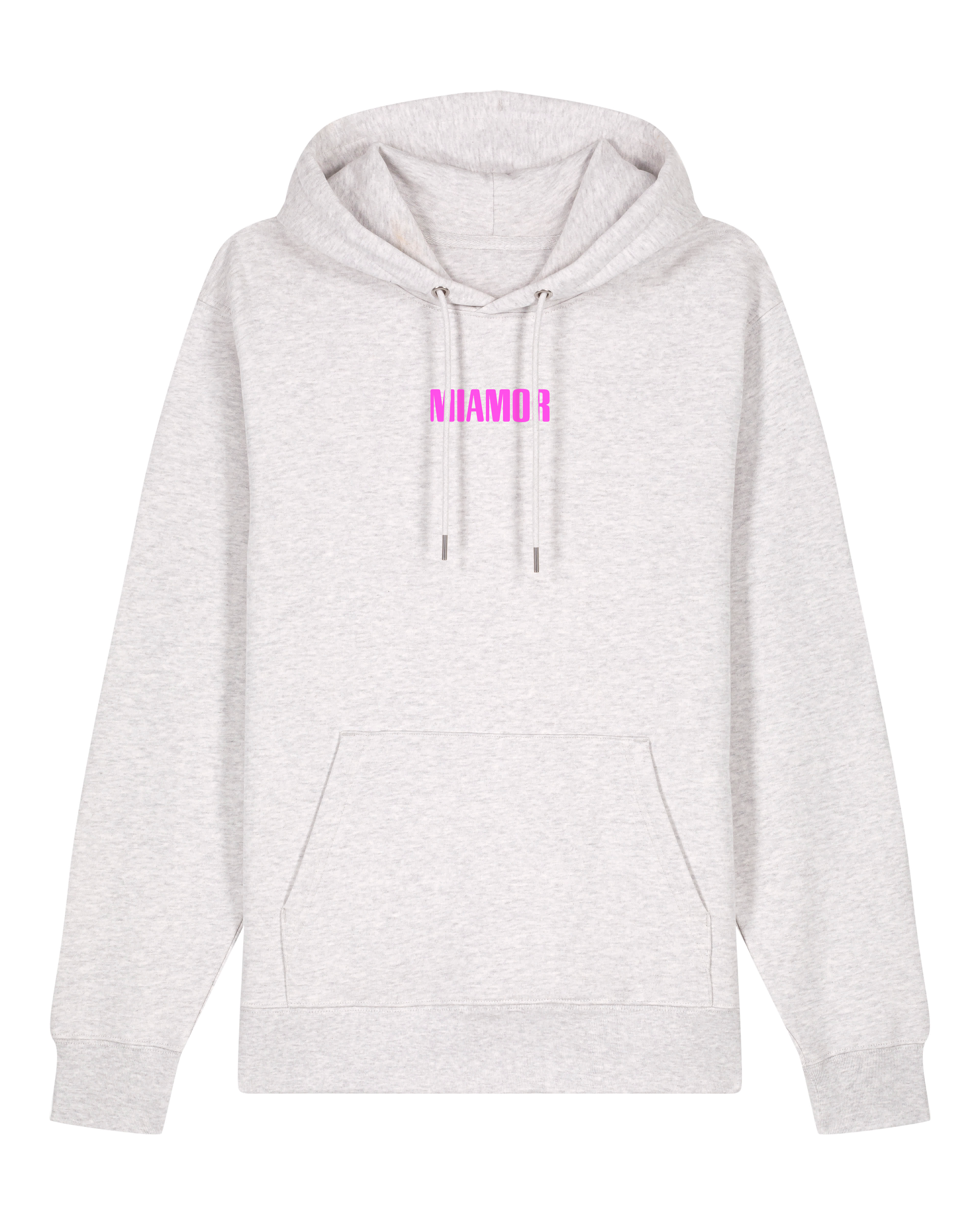 Miamor Supreme unisex hoodie - cool gemêleerd grijs - neonroze logo