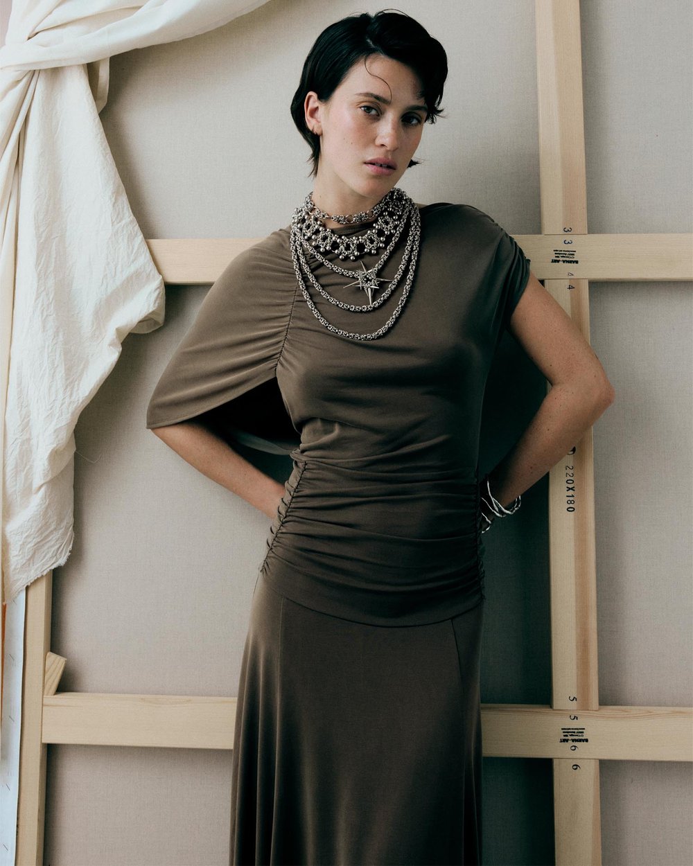 Izola asymmetric dress - Khaki