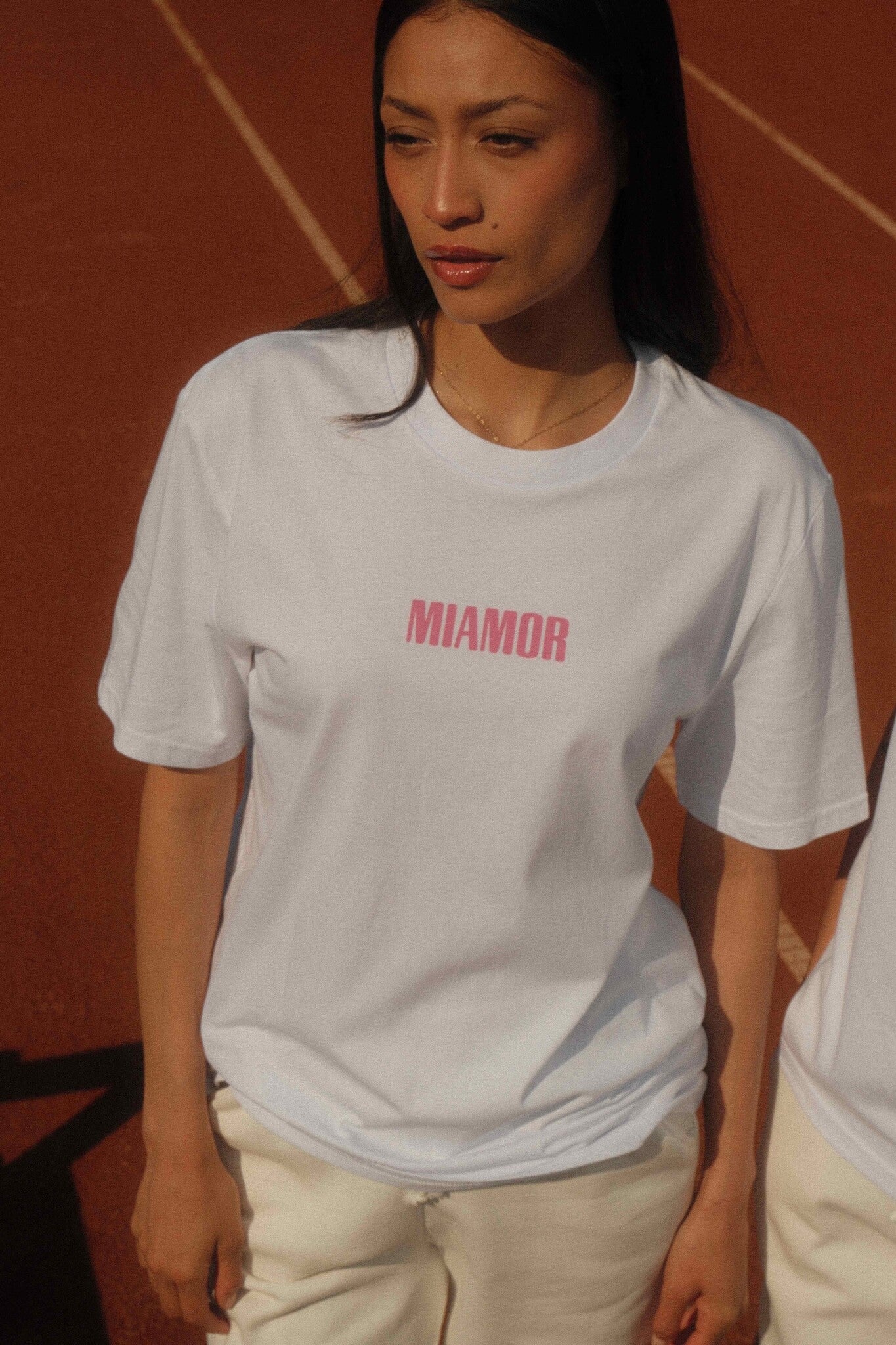 Miamor unisex T-shirt wit - roze