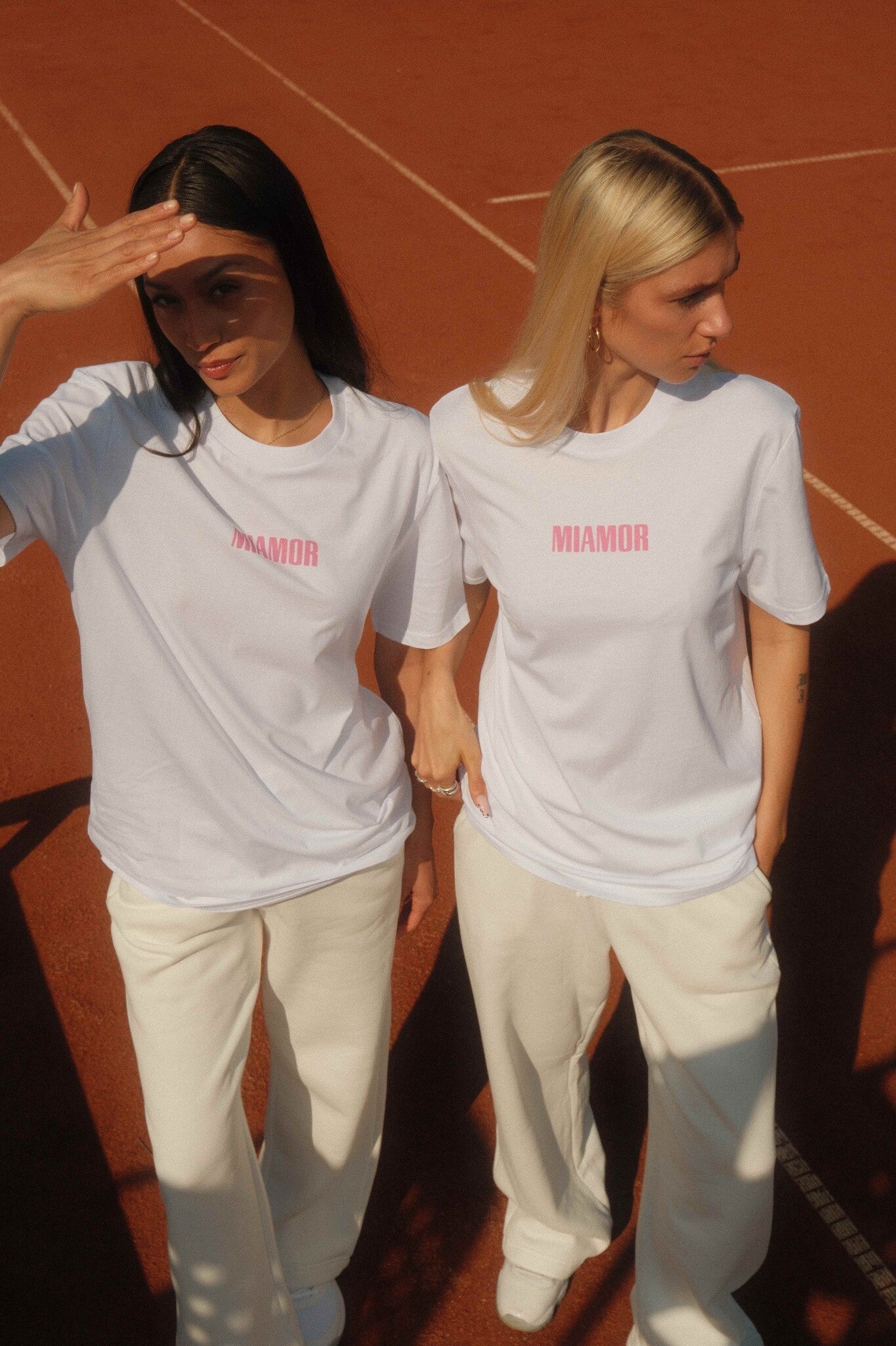 Miamor unisex T-shirt wit - roze