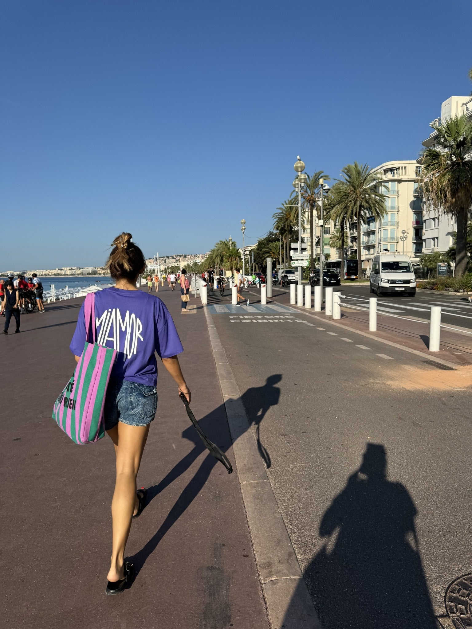 Miamor box tee paars - wit