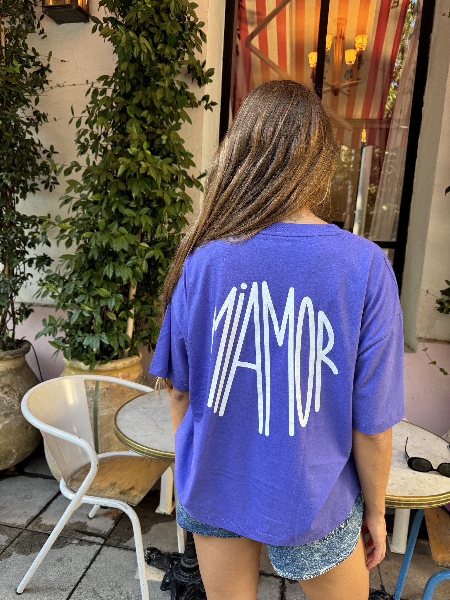 Miamor box tee paars - wit